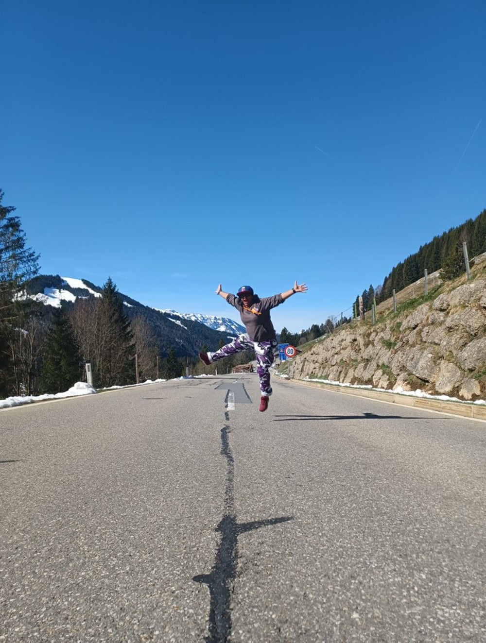 Nina Sparks, 31, leaping between the Austrian and German border (Collect/PA Real Life)