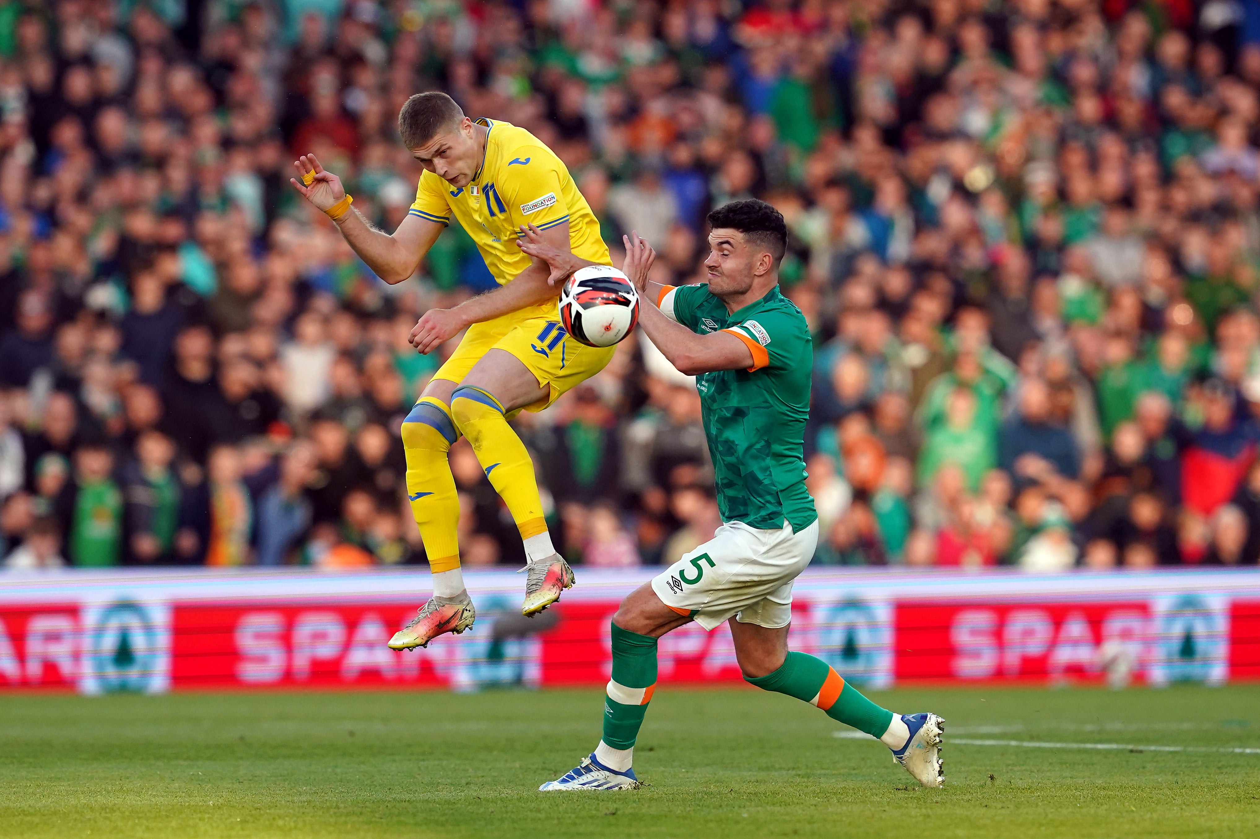 John Egan was injured against Ukraine (Brian Lawless/PA)