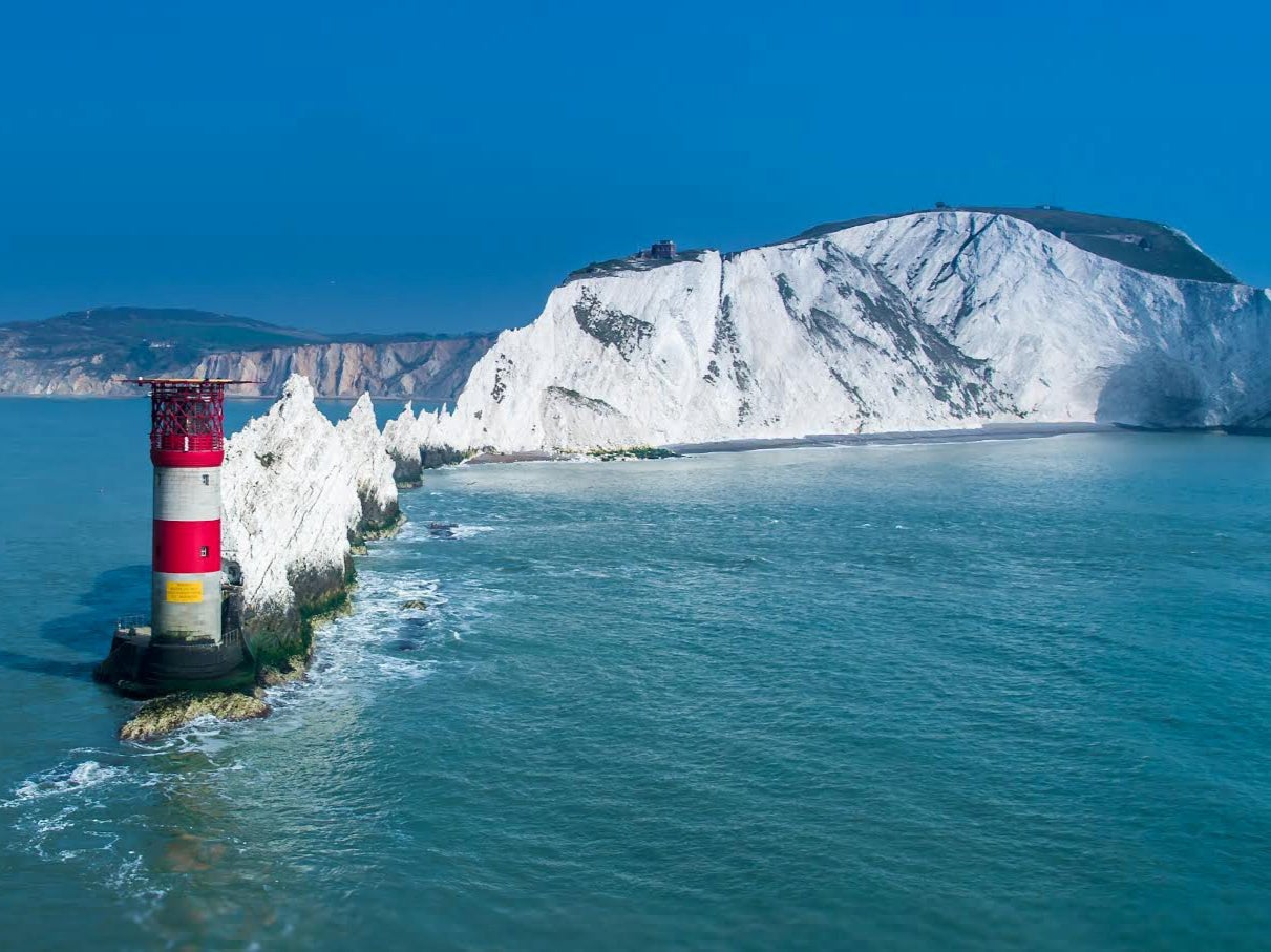 The famous Needles which form the tip of the west side of the Isle of Wight, near to where the remains were found