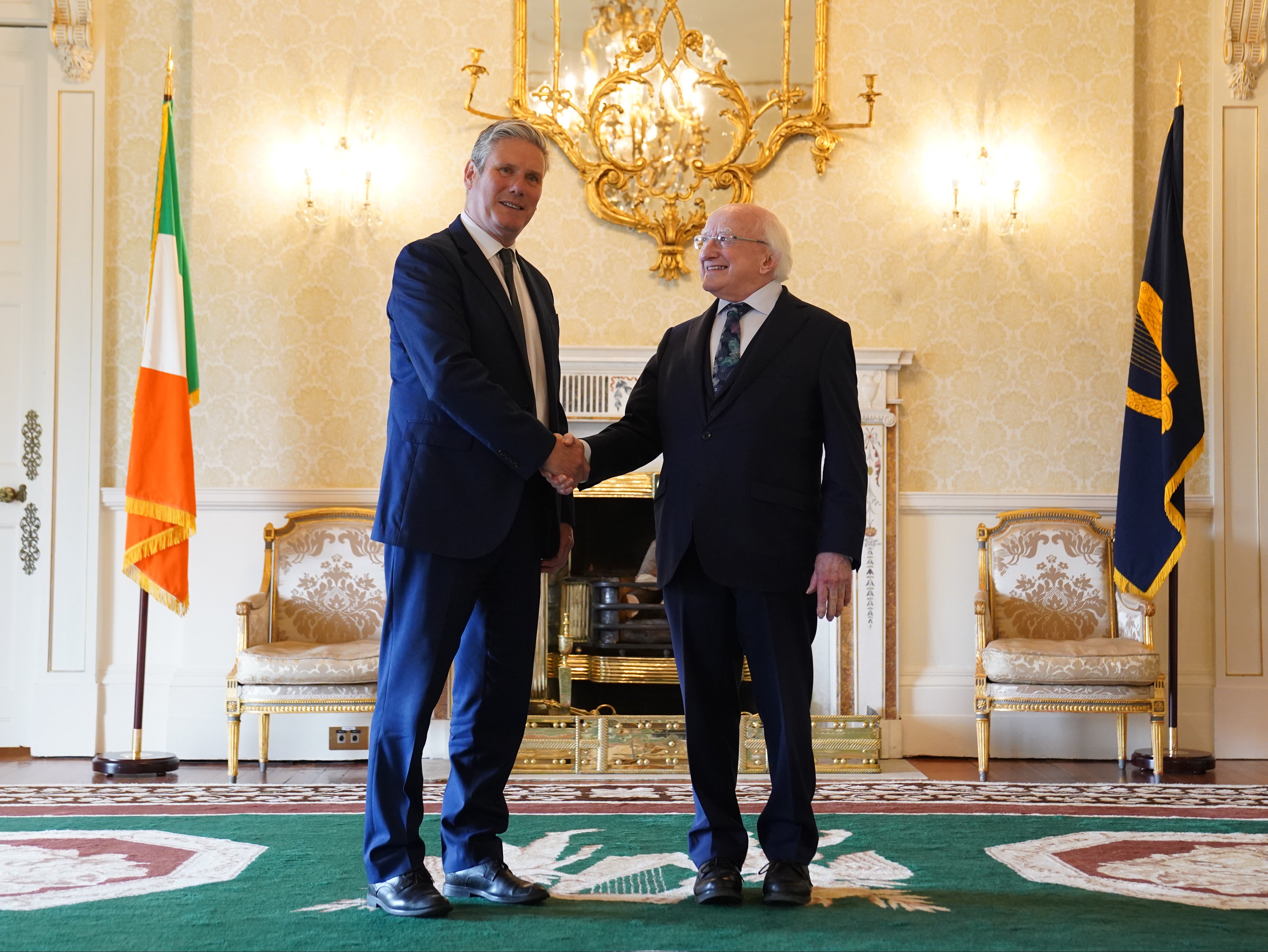 Keir Starmer meets Irish president Michael D Higgins in Dublin on Thursday