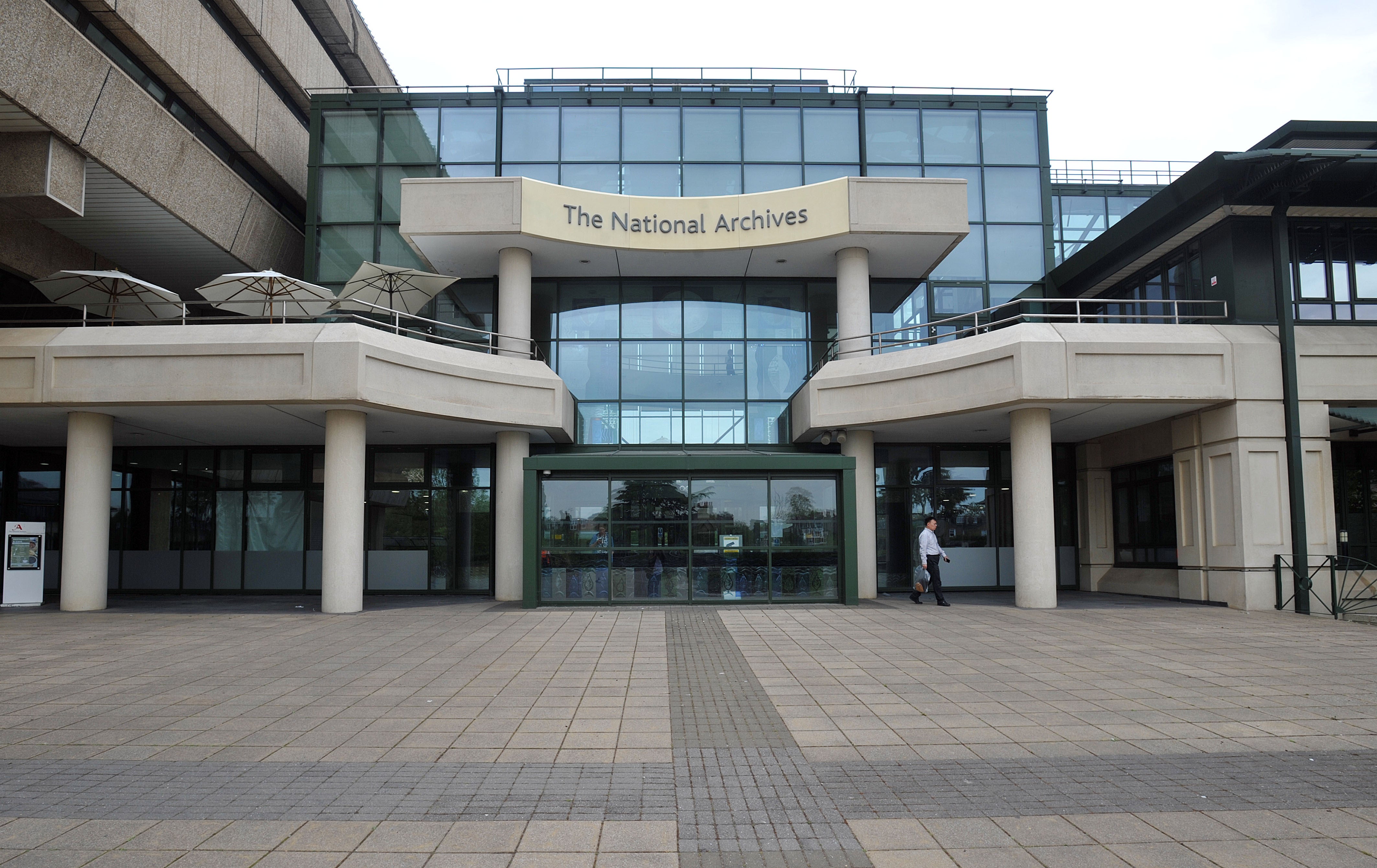 A general view of the main entrance of the National Archives in Kew, London.