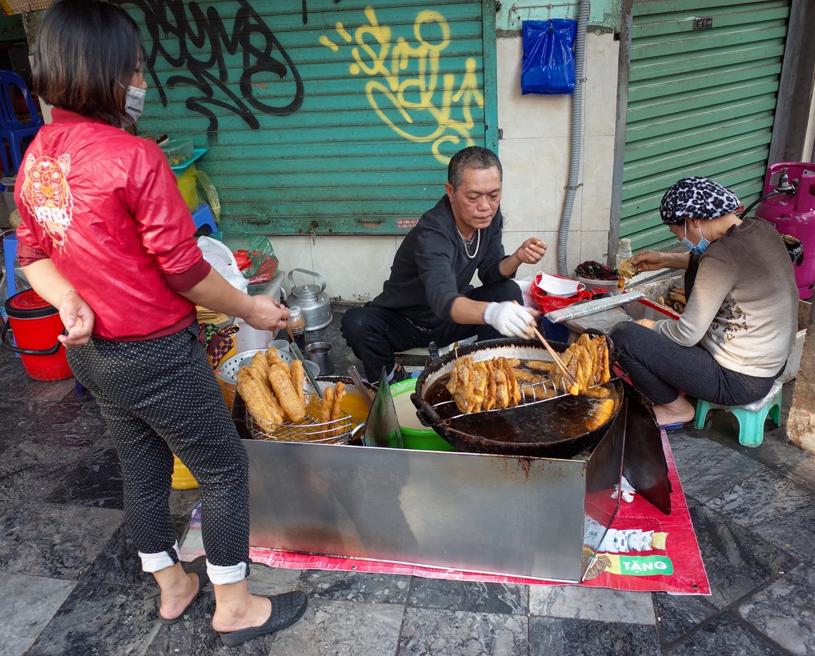 A street food vendor in Hanoi