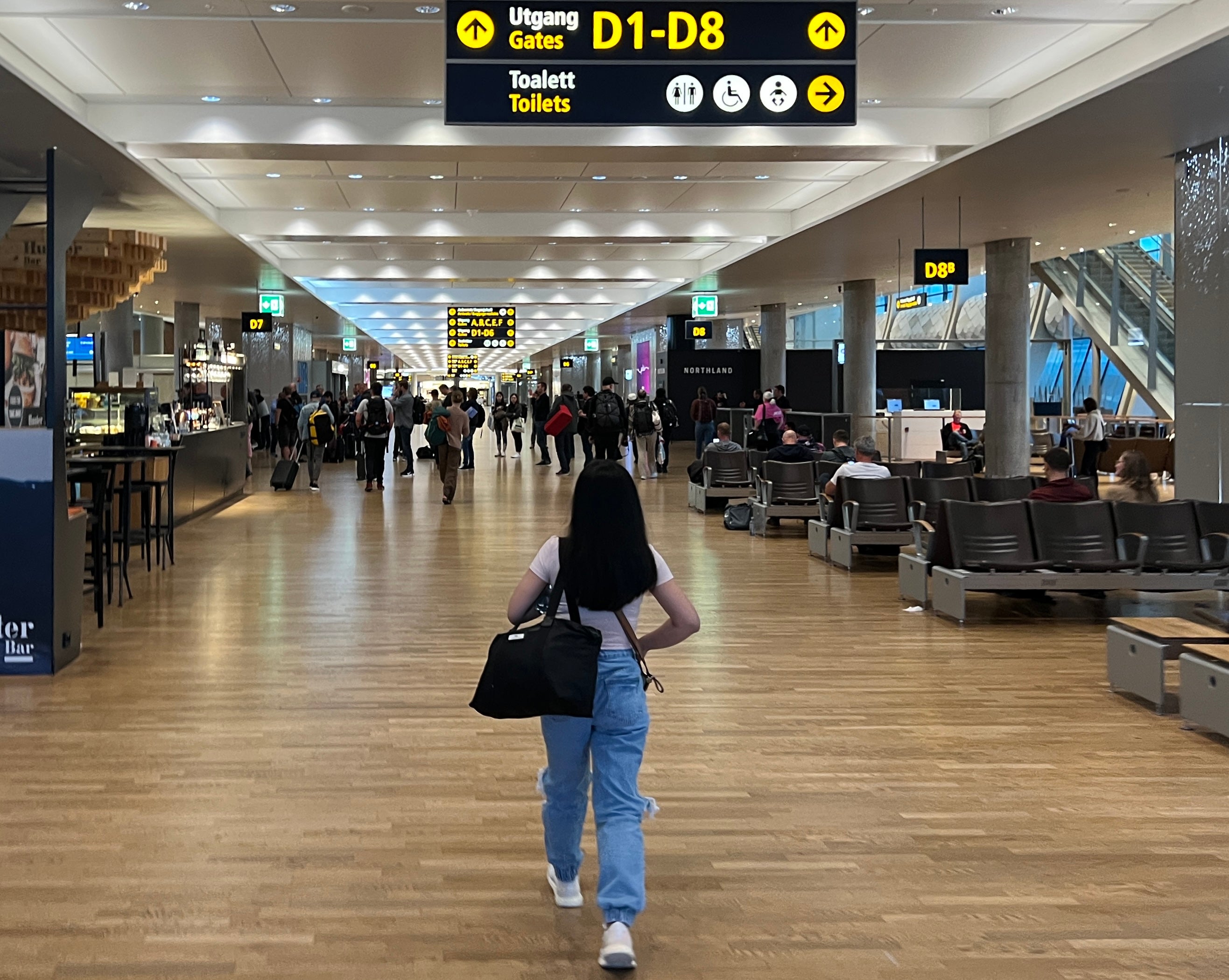 Going places? A traveller at Oslo airport in Norway