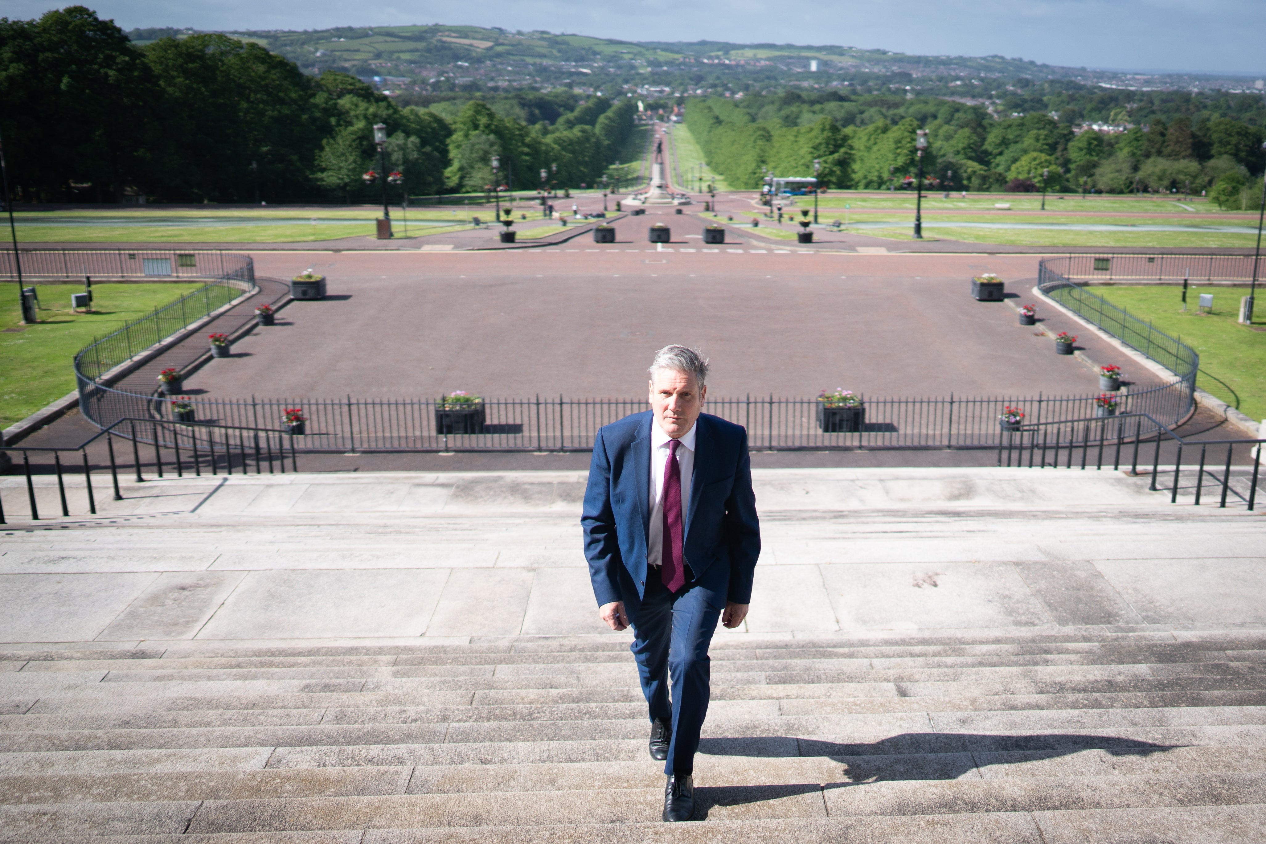 Labour leader Sir Keir Starmer arrives at Stormont to hold meetings with leaders of political parties during the final day of his three-day visit to Dublin and Belfast (Stefan Rousseau/PA)