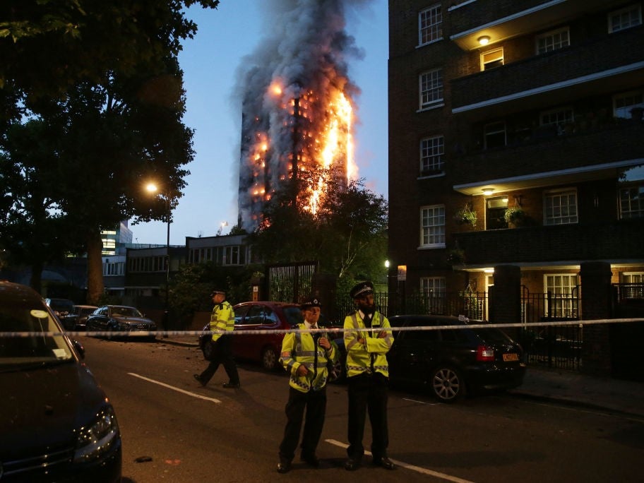 Police at the scene of the blaze in 2017