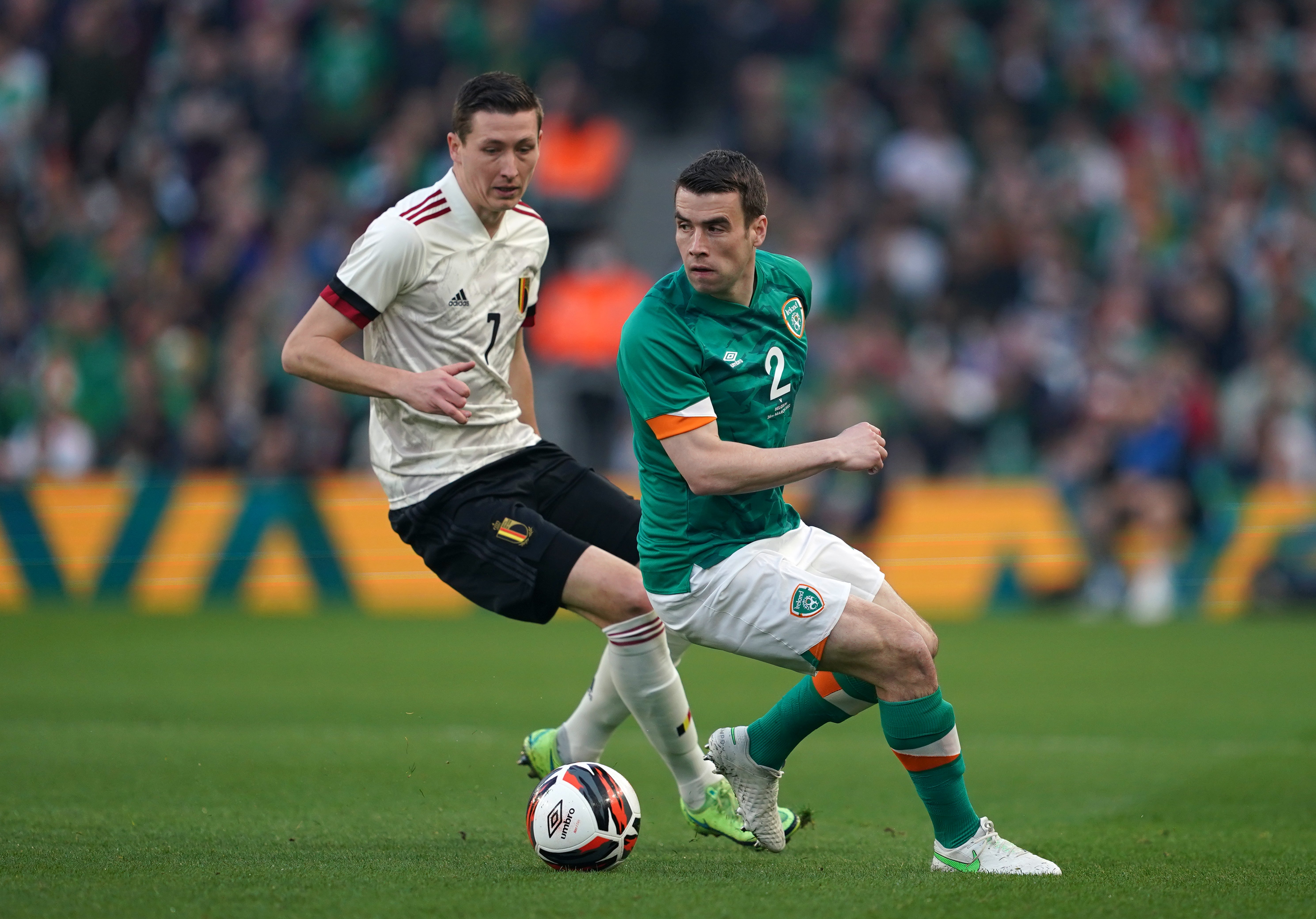 Seamus Coleman, right, has left the camp (Brian Lawless/PA)