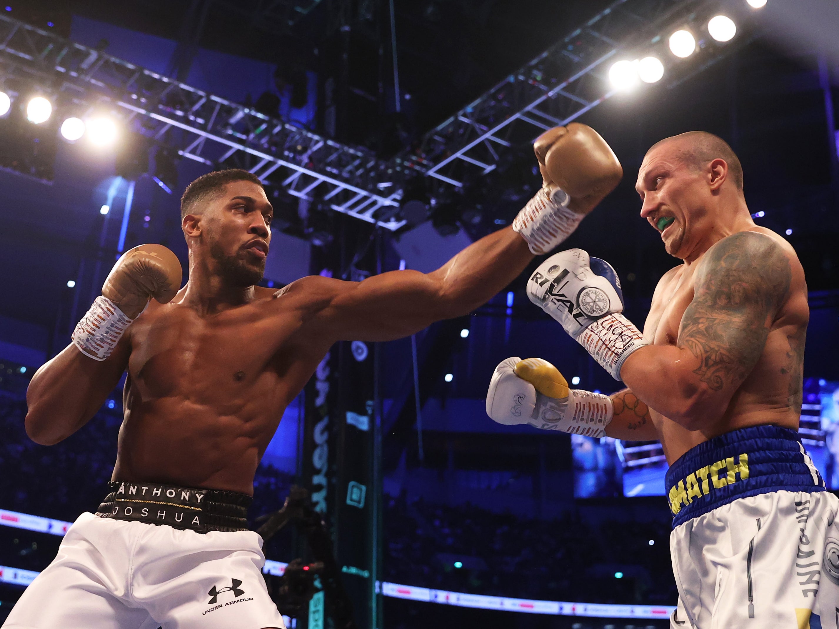 Oleksandr Usyk (right) was a decision winner against Anthony Joshua last year