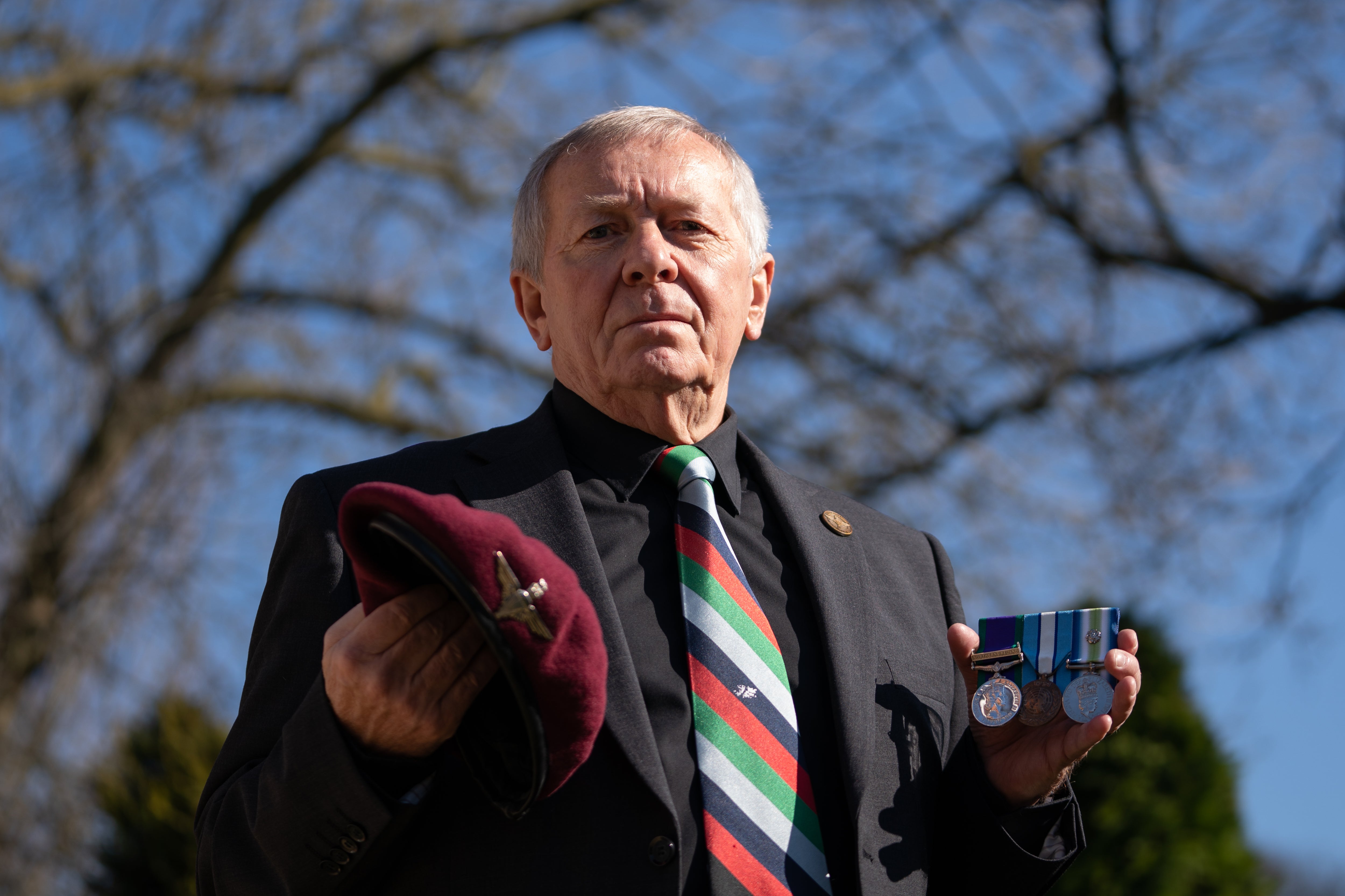 Falklands War veteran Tom Herring at his home in Brickhill, Bedfordshire (Joe Giddens/PA)