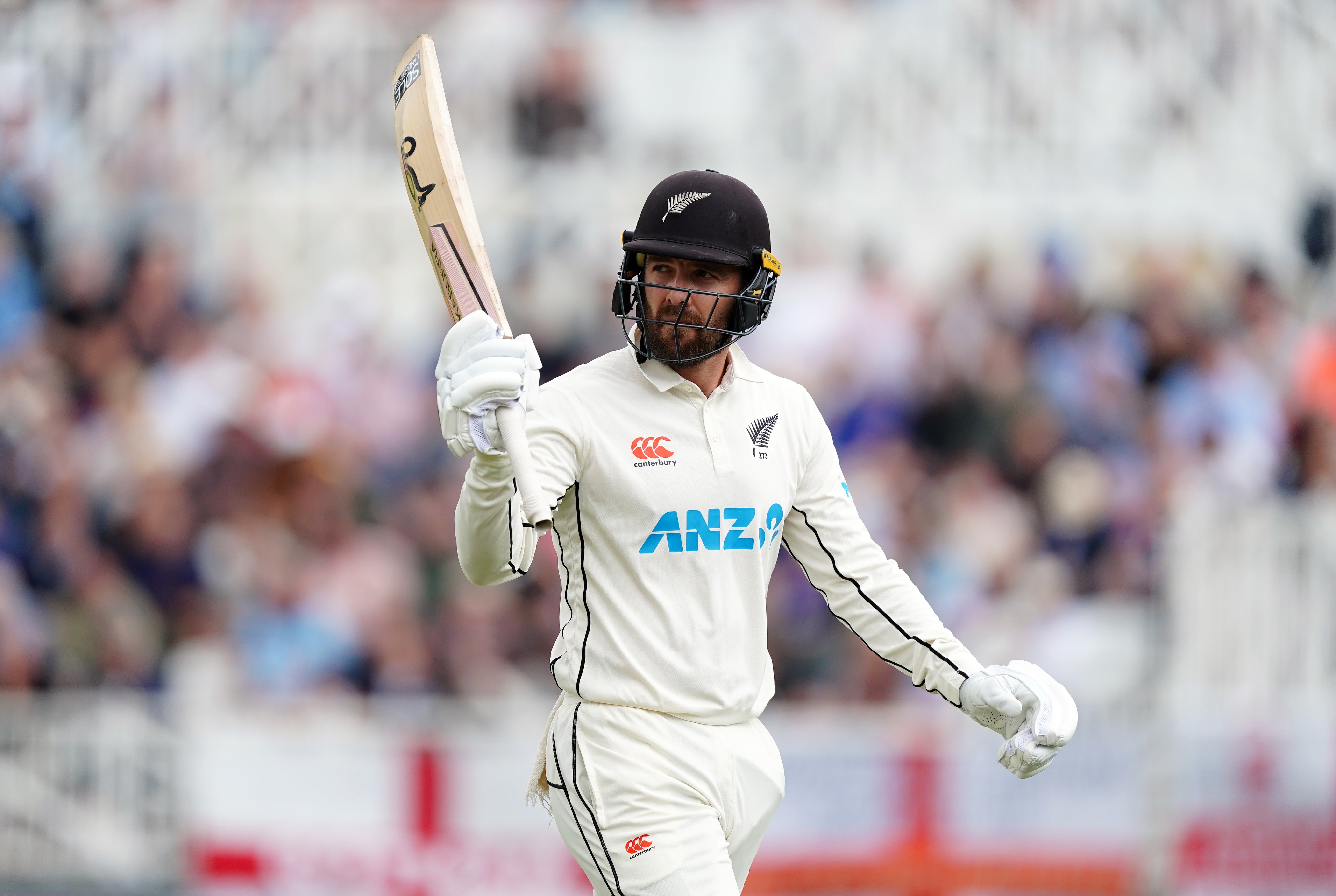 New Zealand’s Tom Blundell made 106 before being caught by Ben Stokes off Jack Leach.