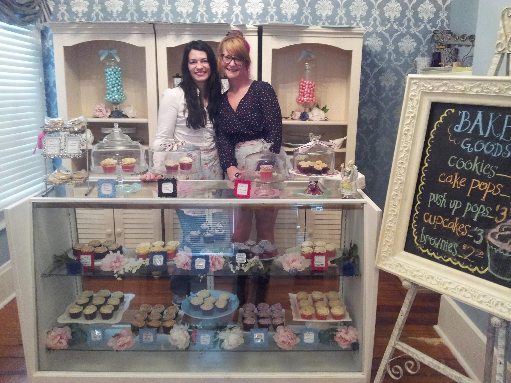 Ava Misseldine, left, at the Koko Tea Salon and Bakery she used to run in Ohio