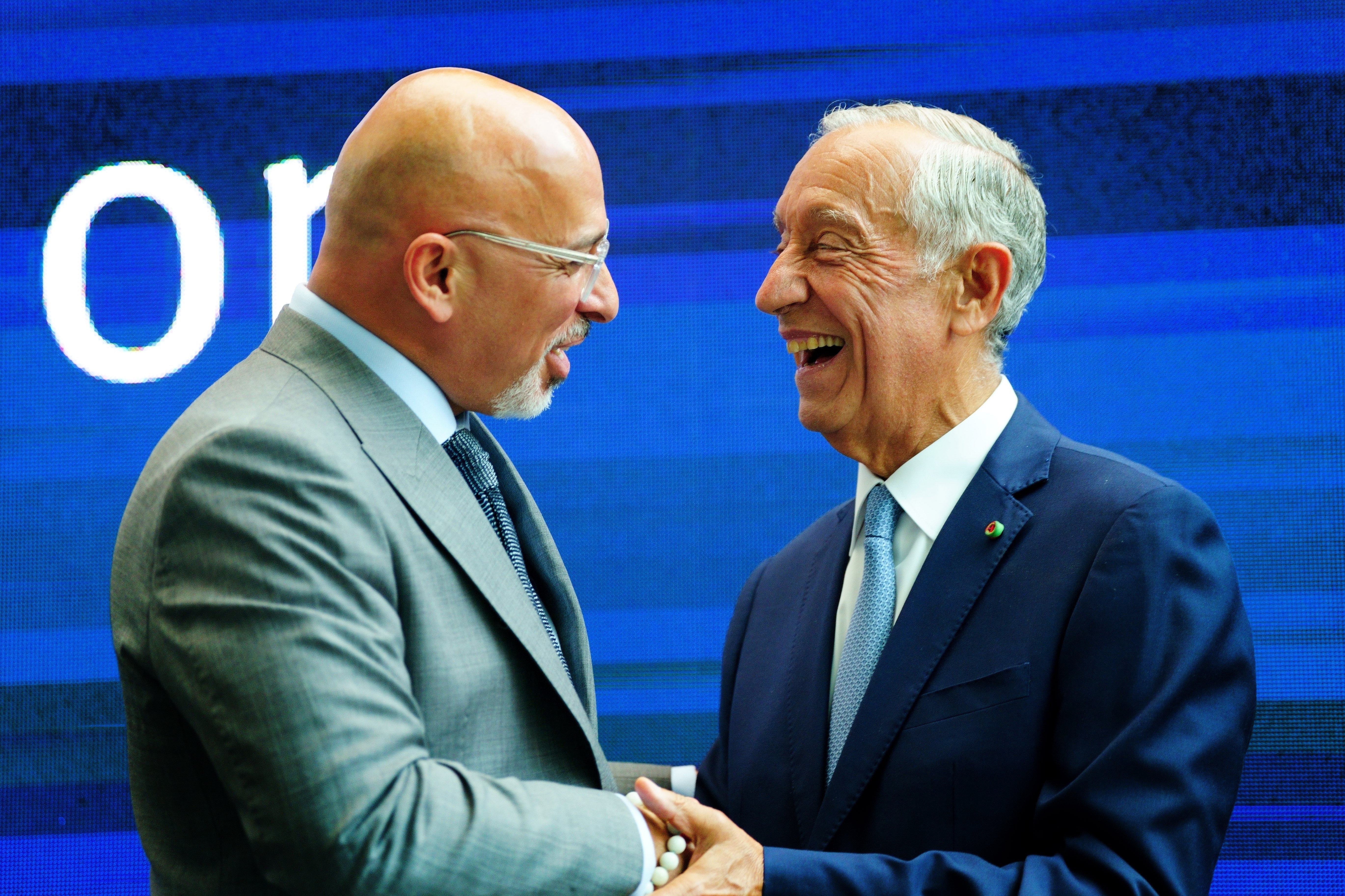 Education Secretary Nadhim Zahawi with the President of Portugal Marcelo Rebelo de Sousa (Victoria Jones/PA)