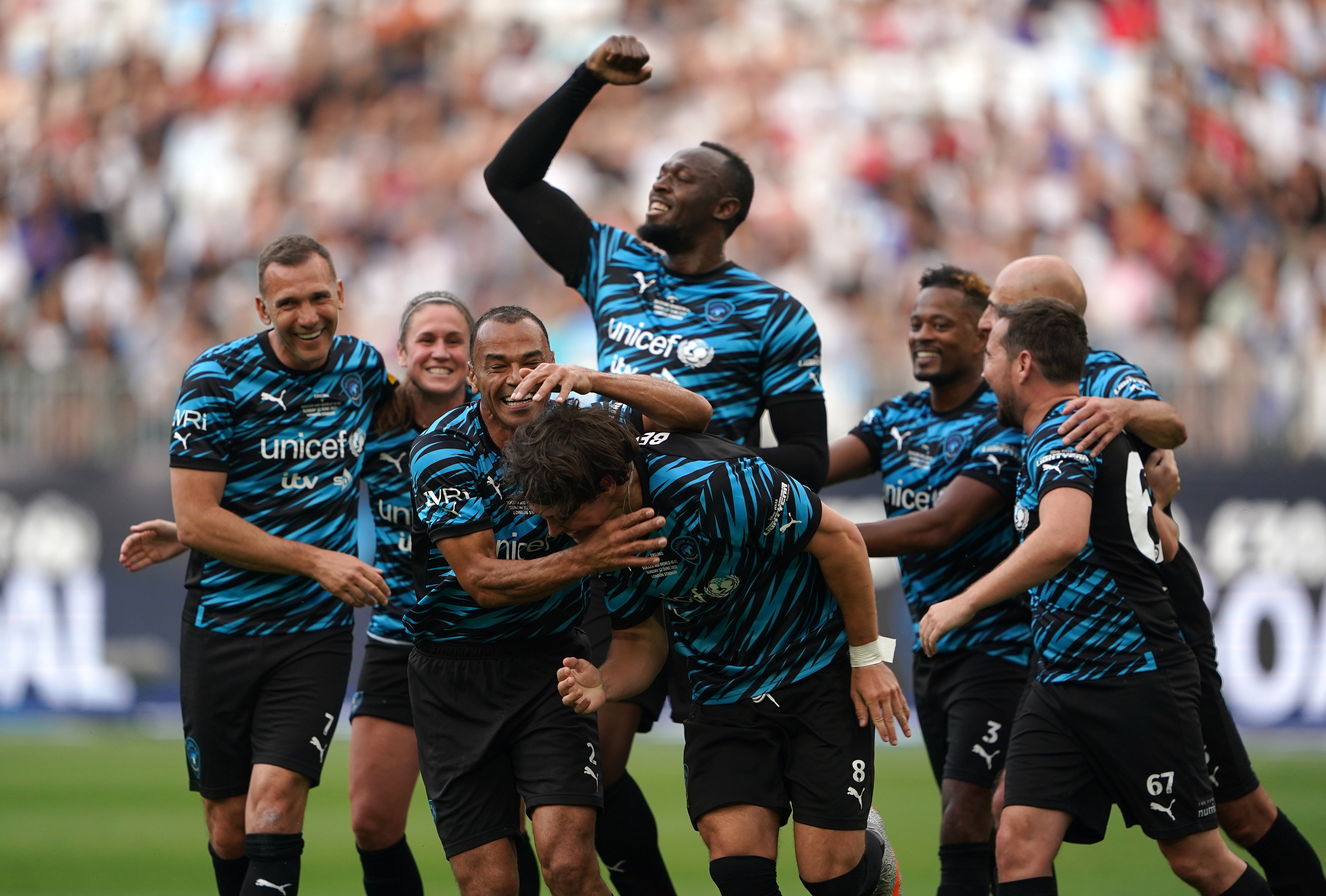 Soccer Aid celebrations (Zac Goodwin/PA)