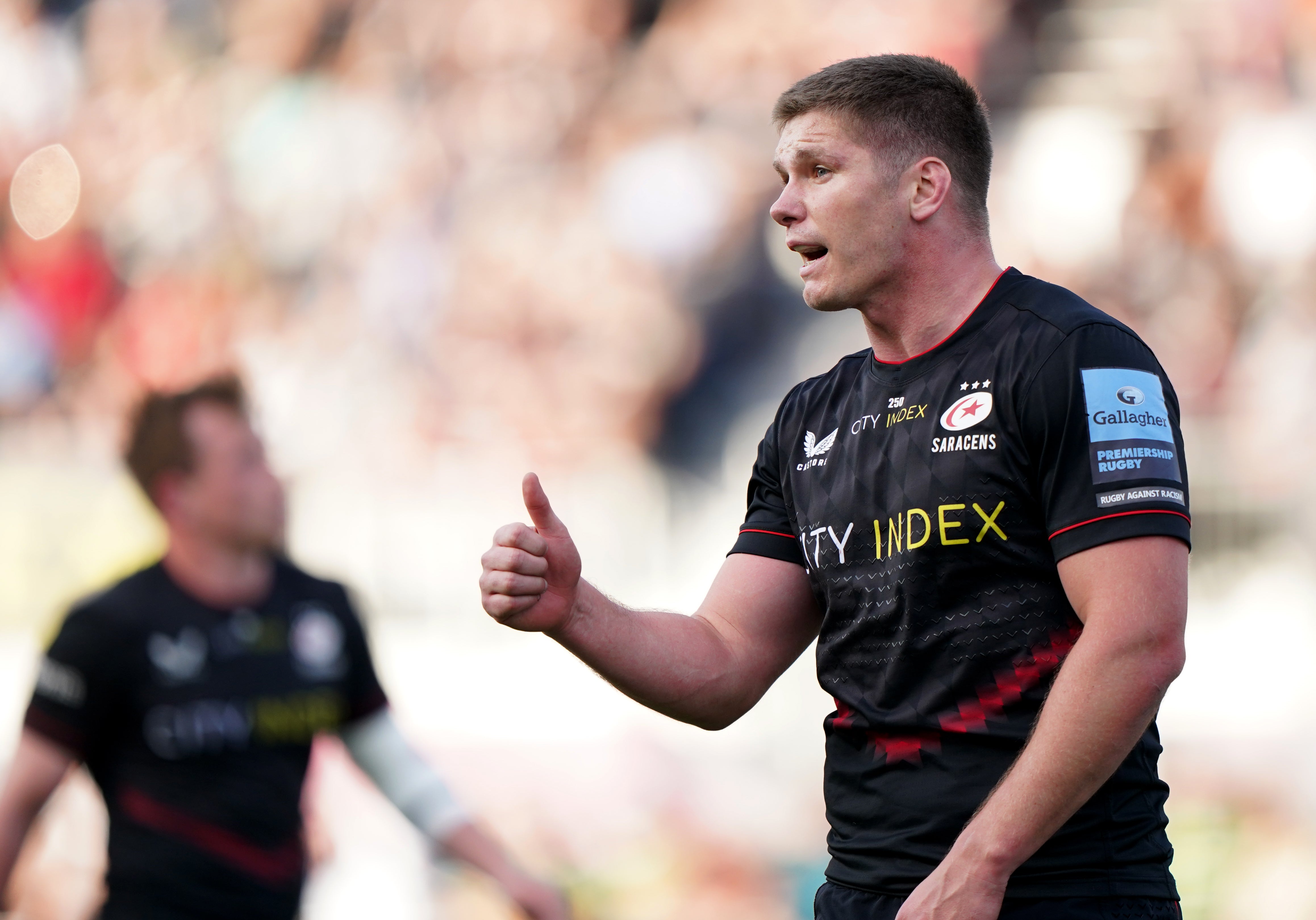 Owen Farrell helped Saracens reach the Gallagher Premiership final at the expense of Harlequins (Joe Giddens/PA)