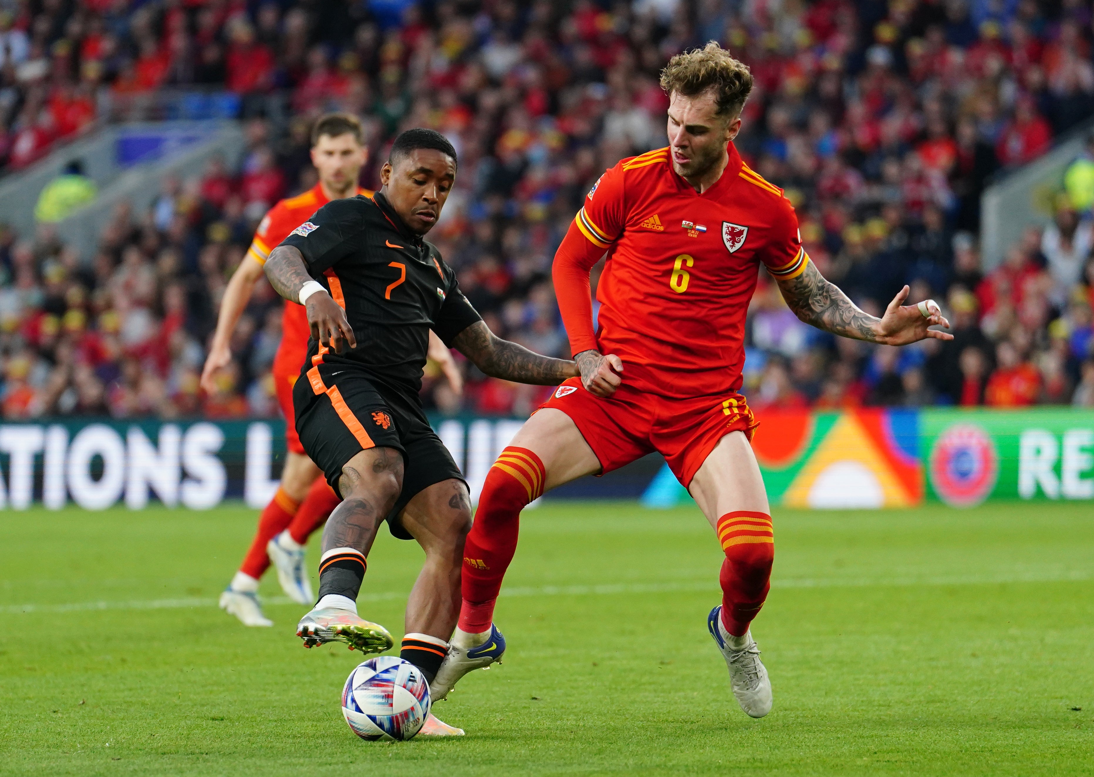 Tottenham’s Joe Rodon (right) is a key figure in the Wales defence (David Davies/PA)