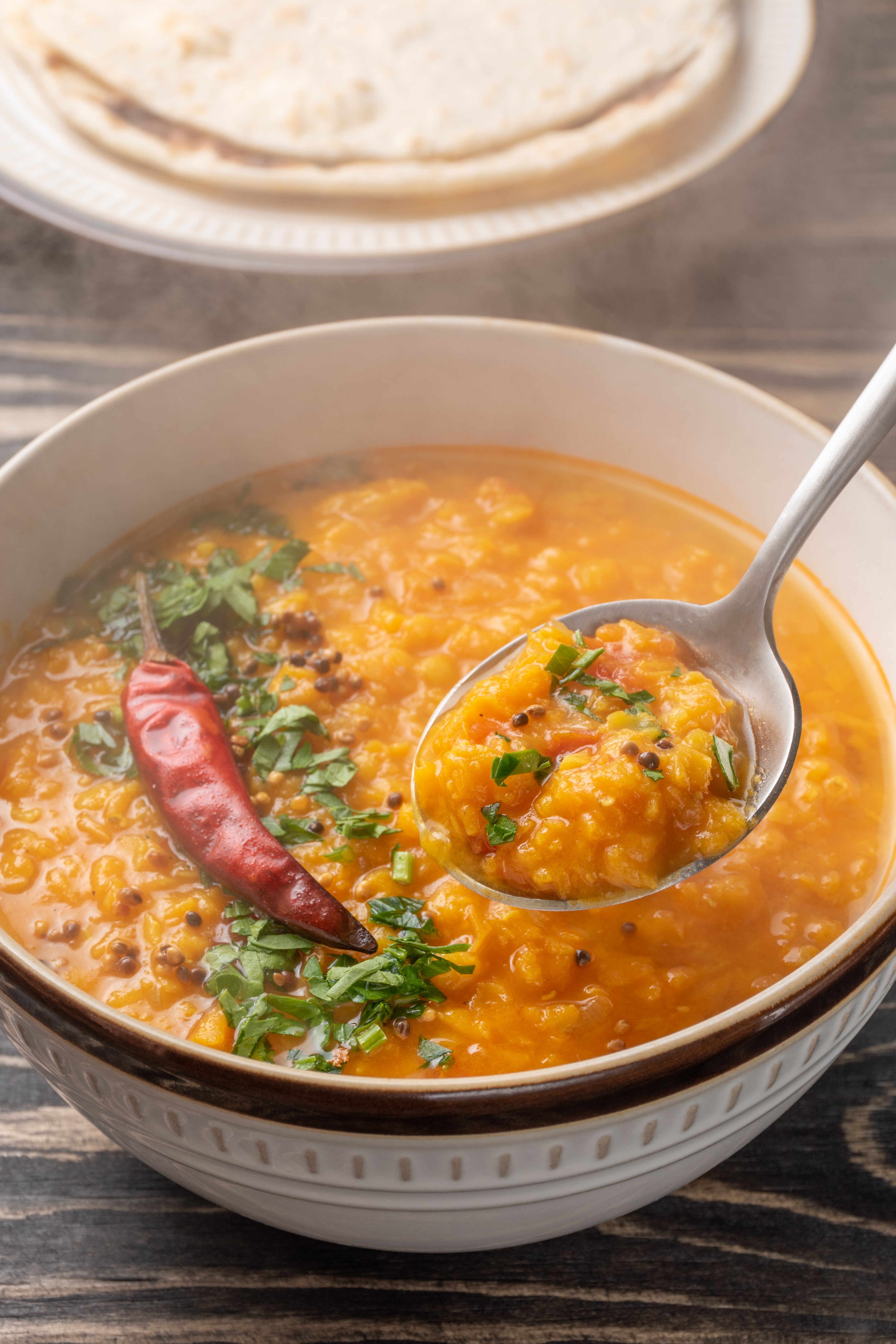 This dal is richer in taste from curry leaves, which infuse the lentils with their flavour