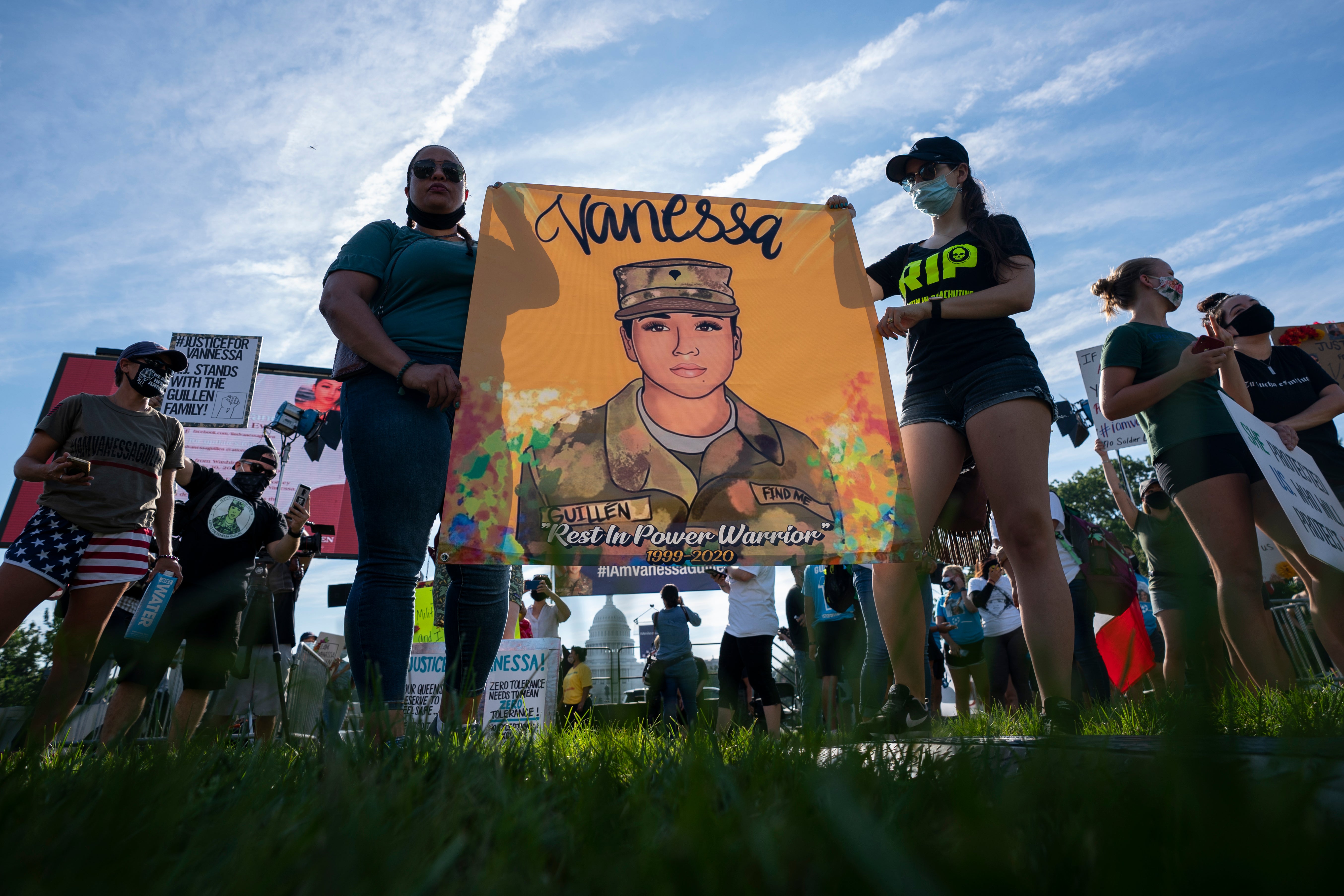 Supporters of Vanessa Guillen and her family protest on the soldier’s behalf