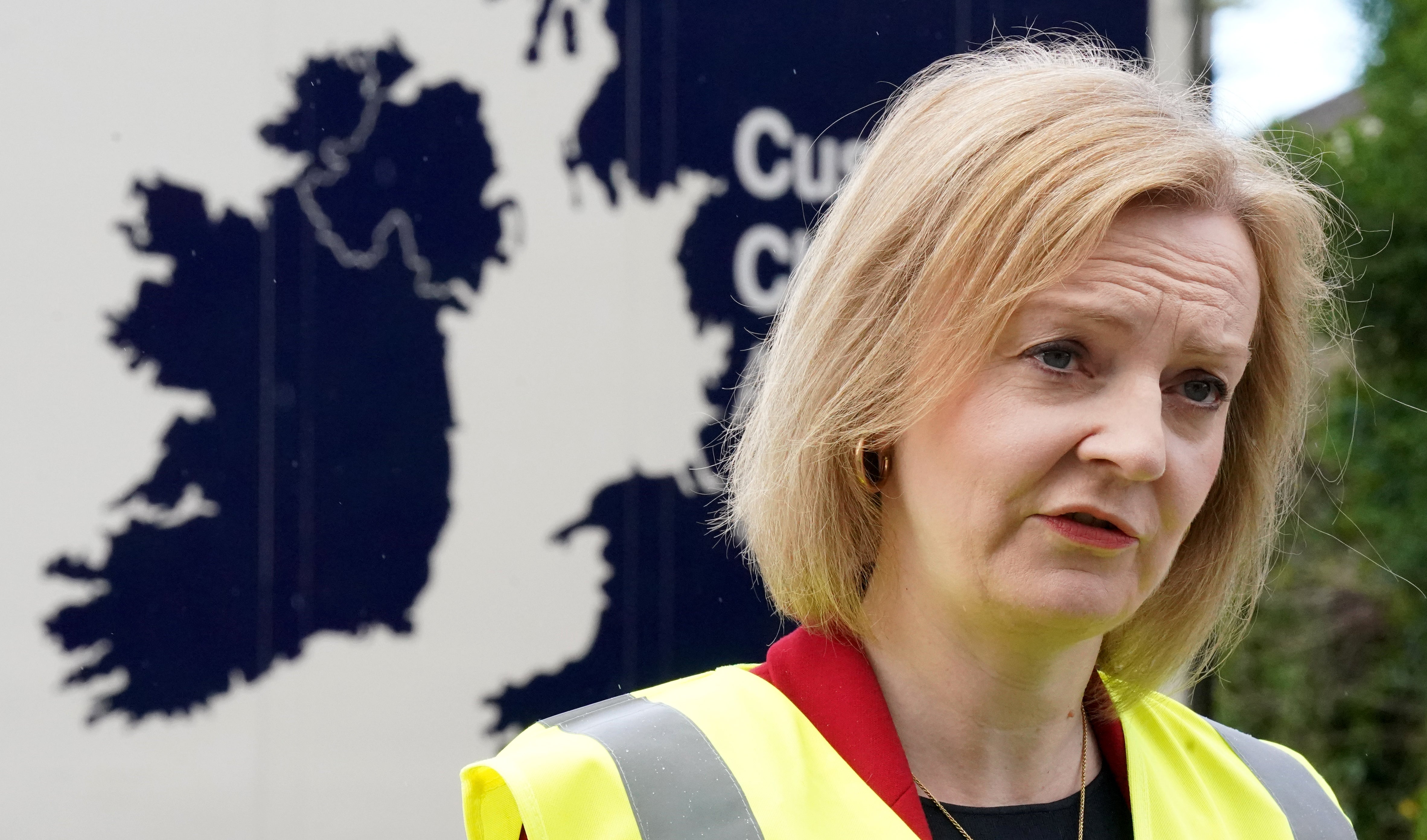 Foreign Secretary Liz Truss during a visit to McCulla Haulage, in Lisburn, Northern Ireland (Niall Carson/PA)