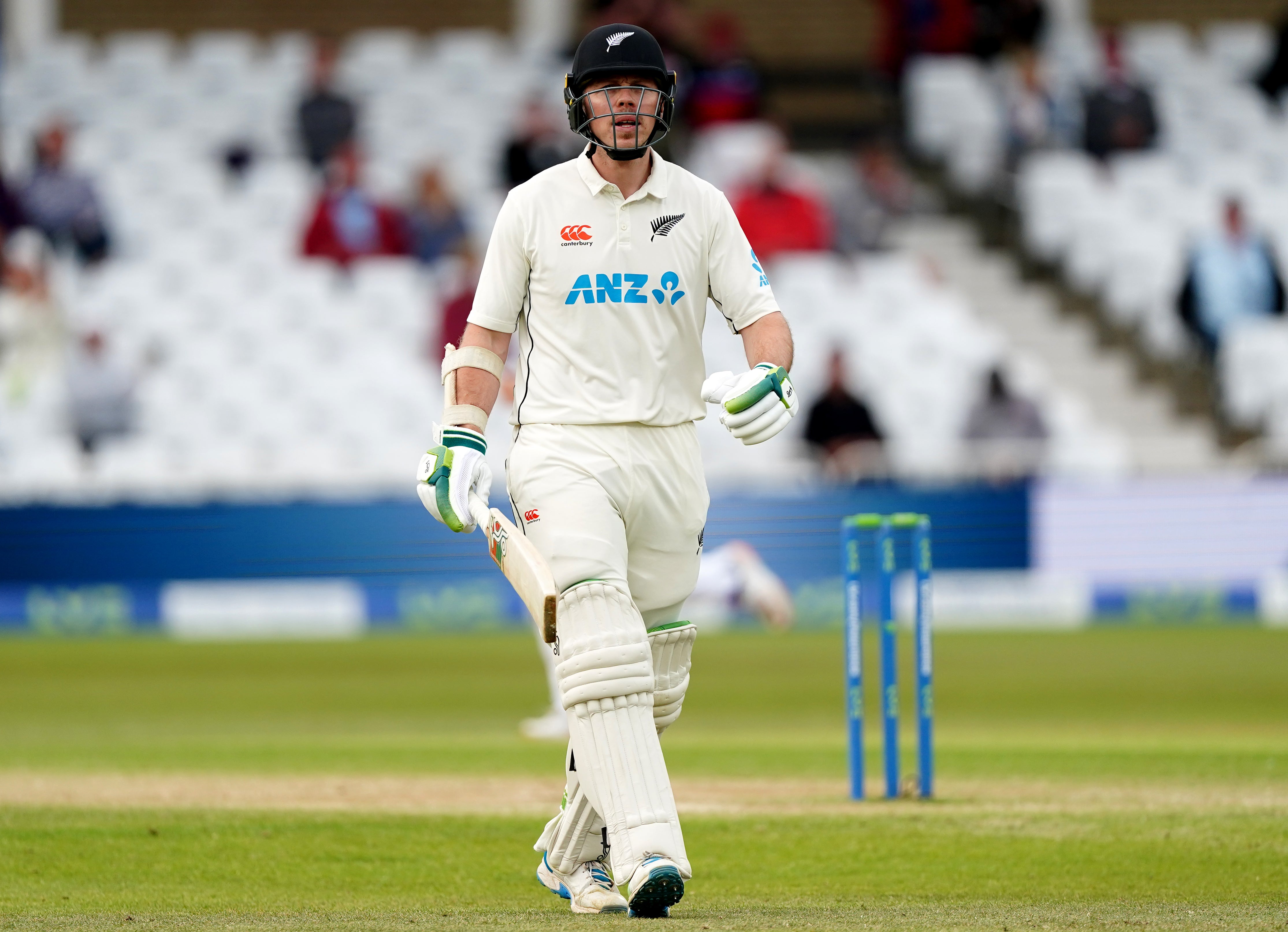 New Zealand’s Michael Bracewell reacts after being dismissed at Trent Bridge (Mike Egerton/PA)