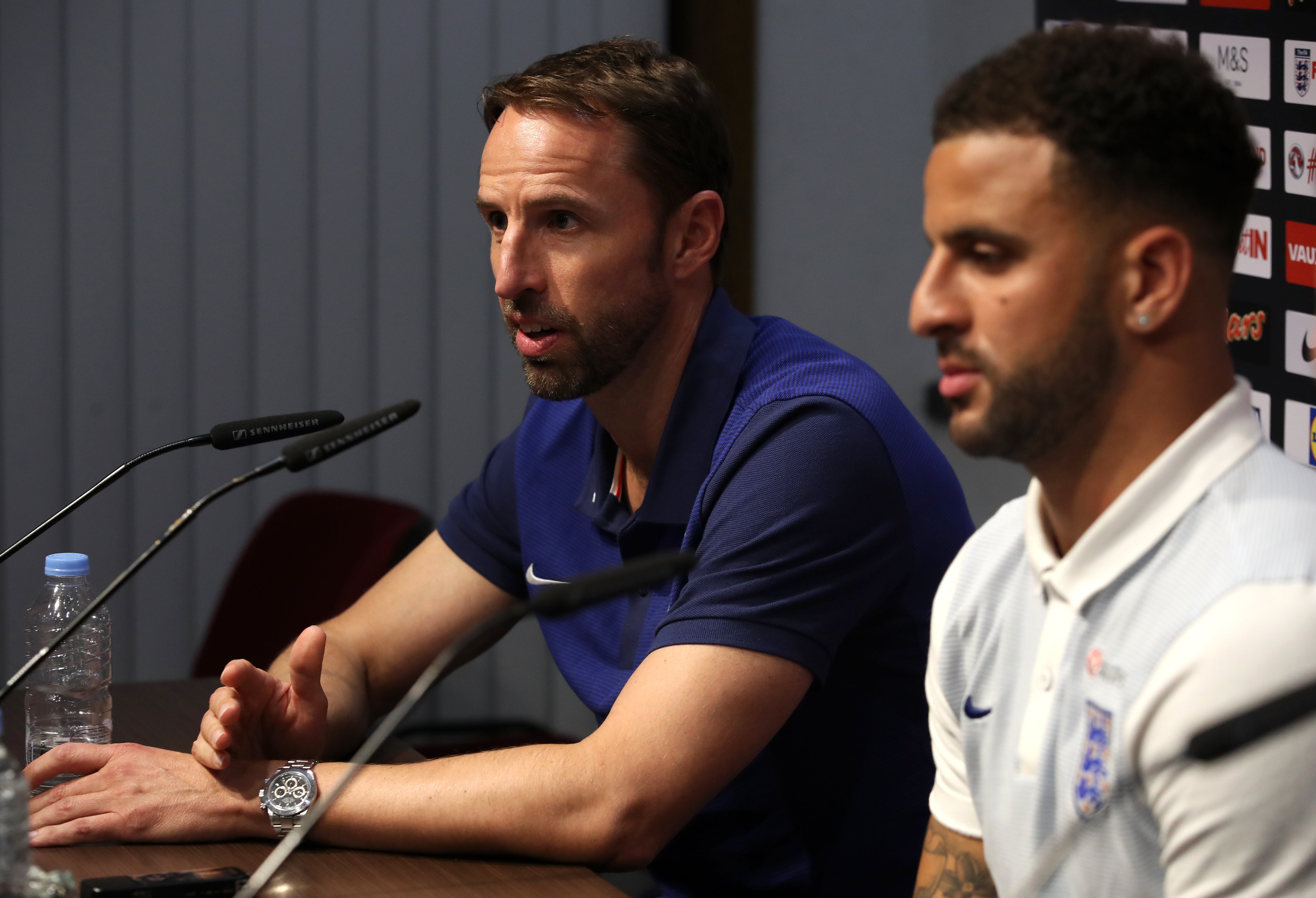 England manager Gareth Southgate and Kyle Walker (Nick Potts/PA)