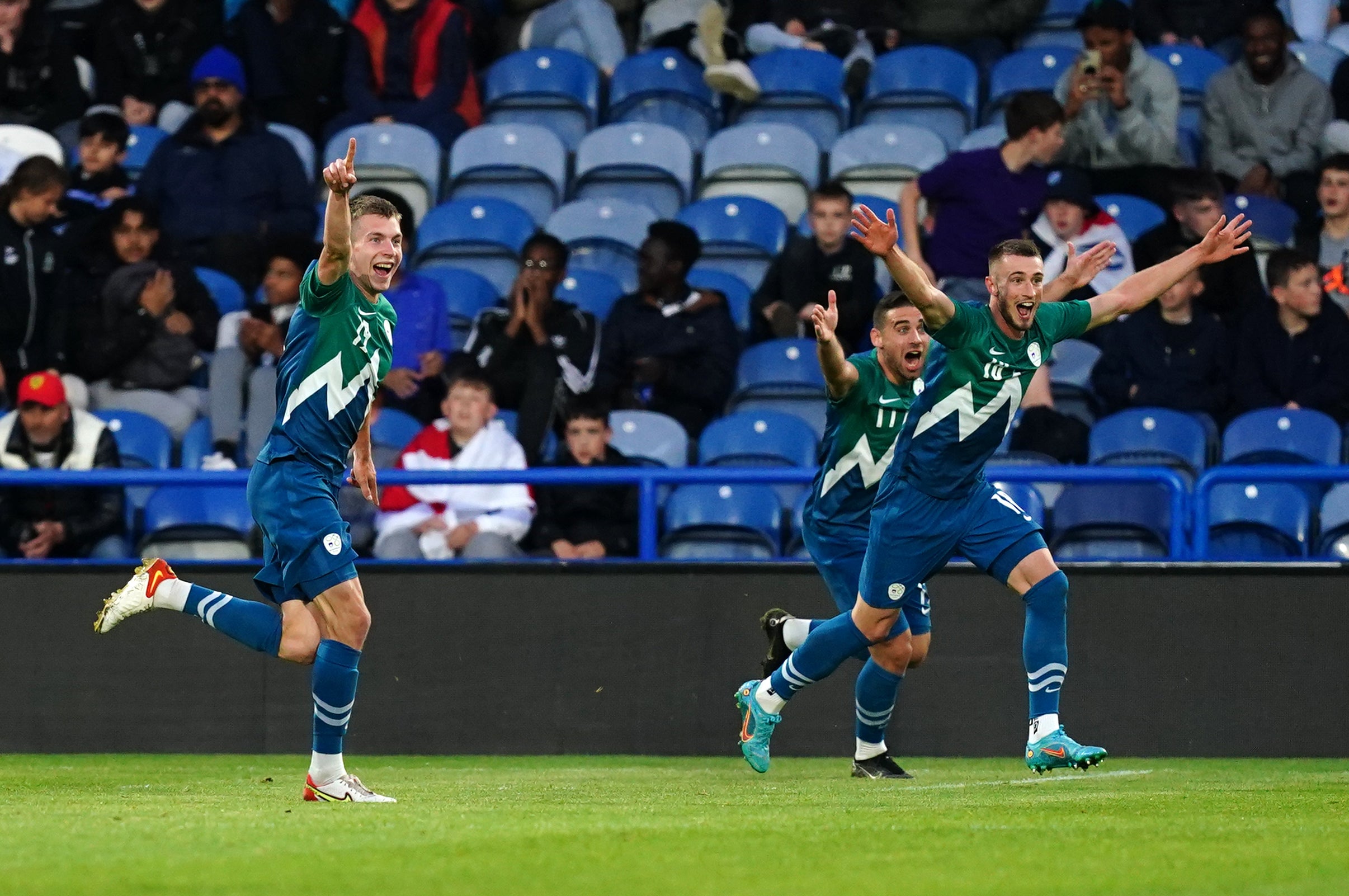 Slovenia’s Mark Zabukovnik scored the crucial goal against England Under-21s (Martin Rickett/PA)