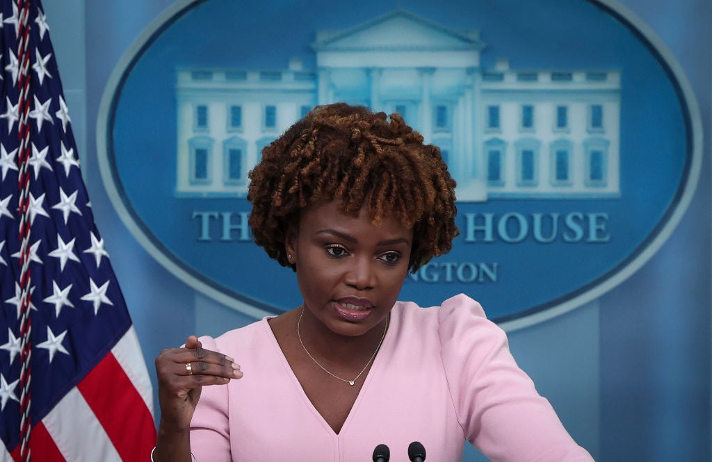 White House press secretary Karine Jean-Pierre at Monday’s press briefing