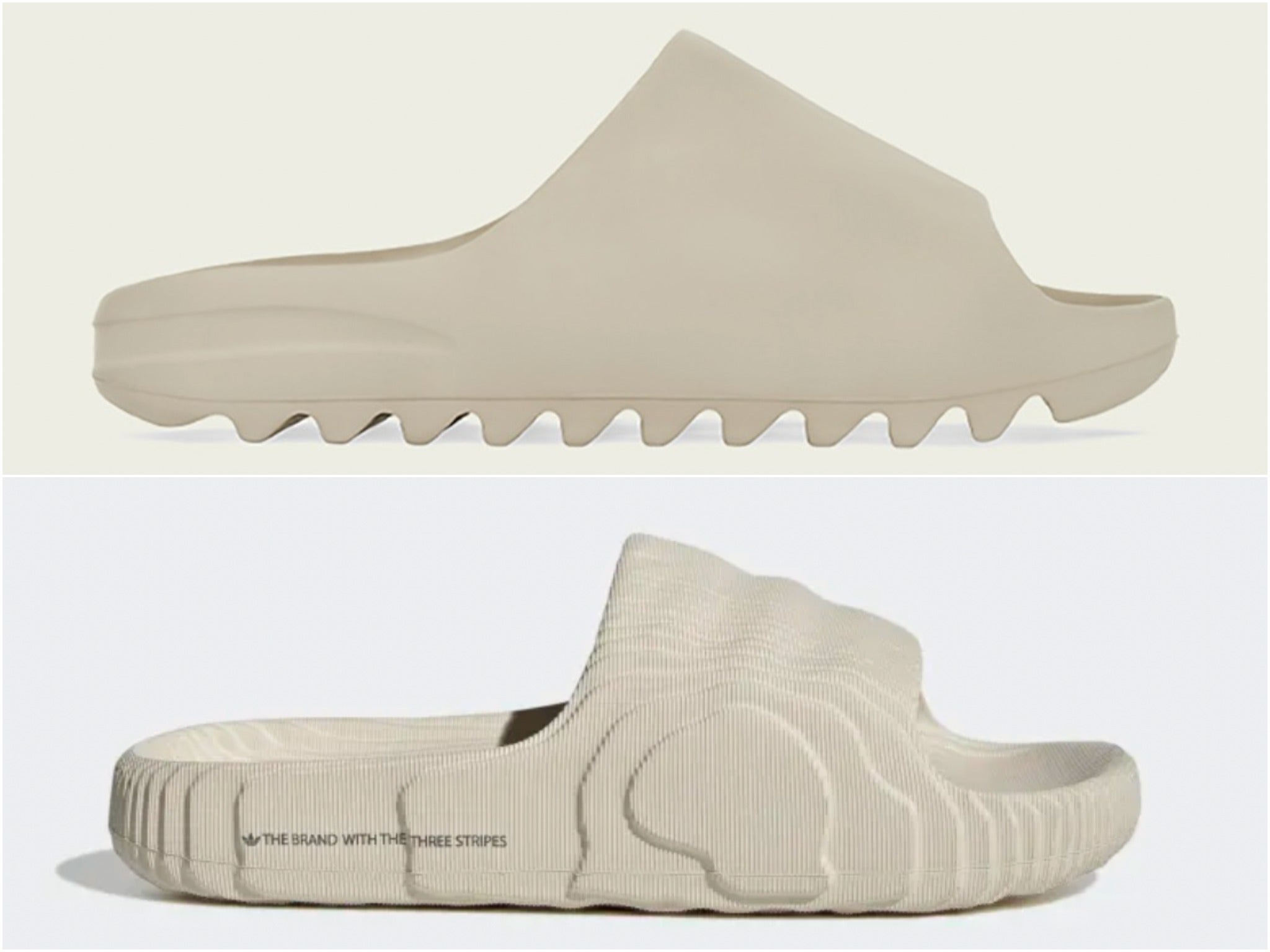 Kanye West’s 2019 Yeezy slides and Adidas’s Adilette 22