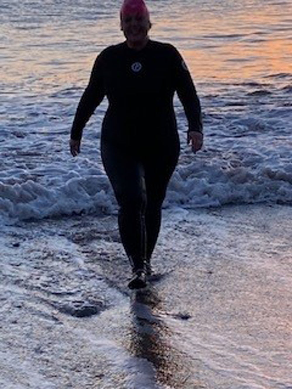 Claire Keable, 48, in a full length wetsuit before braving the swimsuits (Collect/PA Real Life)