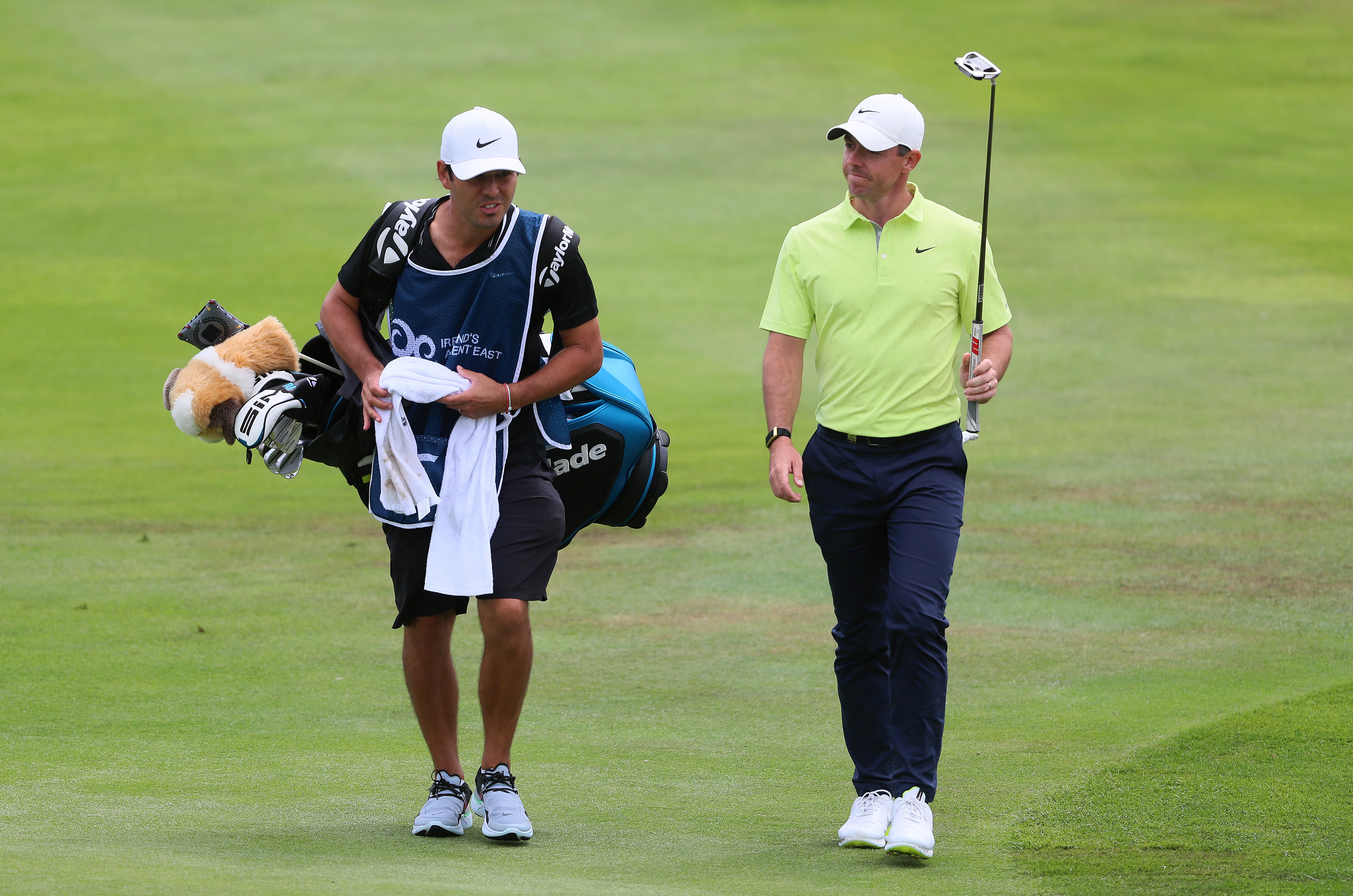 McIlroy, right, will have regular caddie Harry Diamond back on his bag for the US Open (Brian Lawless/PA)