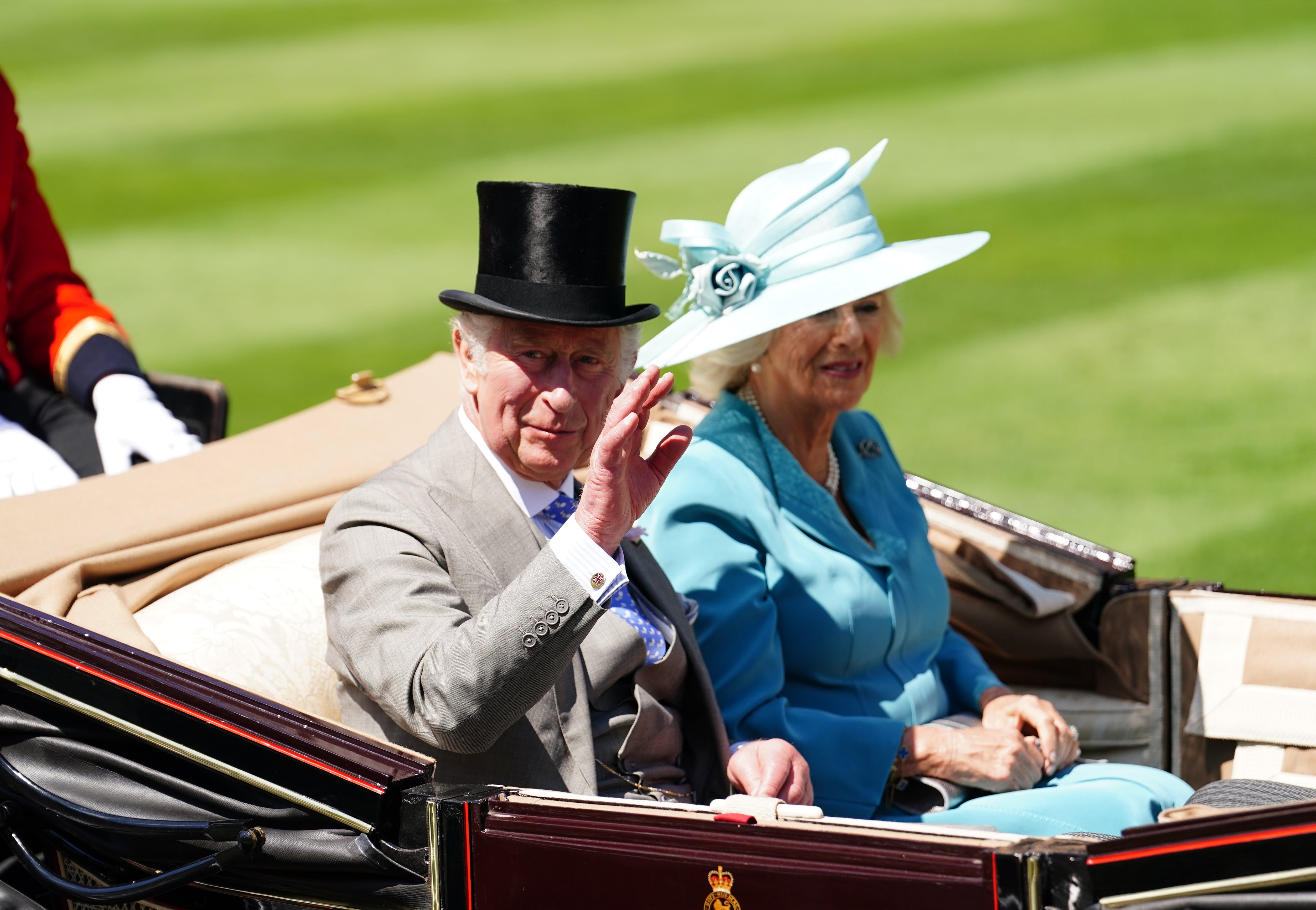 The Prince of Wales and the Duchess of Cornwall arrived by carriage during the Royal Procession ahead of day one of Royal Ascot (David Davies/PA)