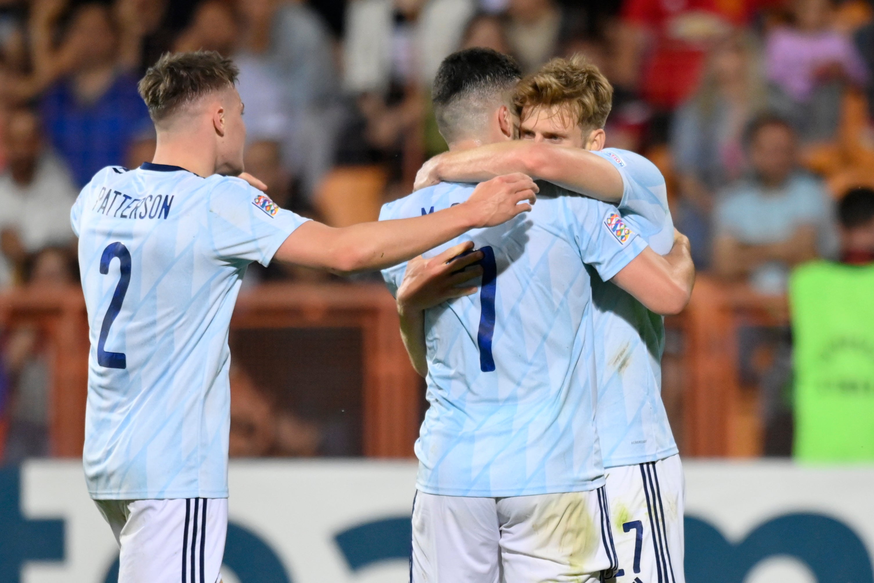 Scotland players celebrate after scoring