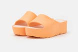 Lemon Jelly vegan orange platform slides, sunny 25