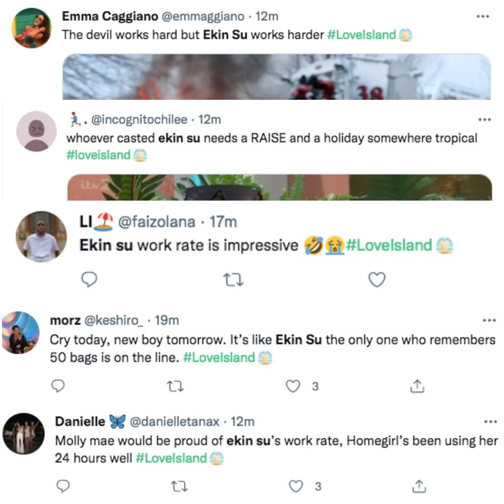 Tweets about Ekin-Su on Love Island