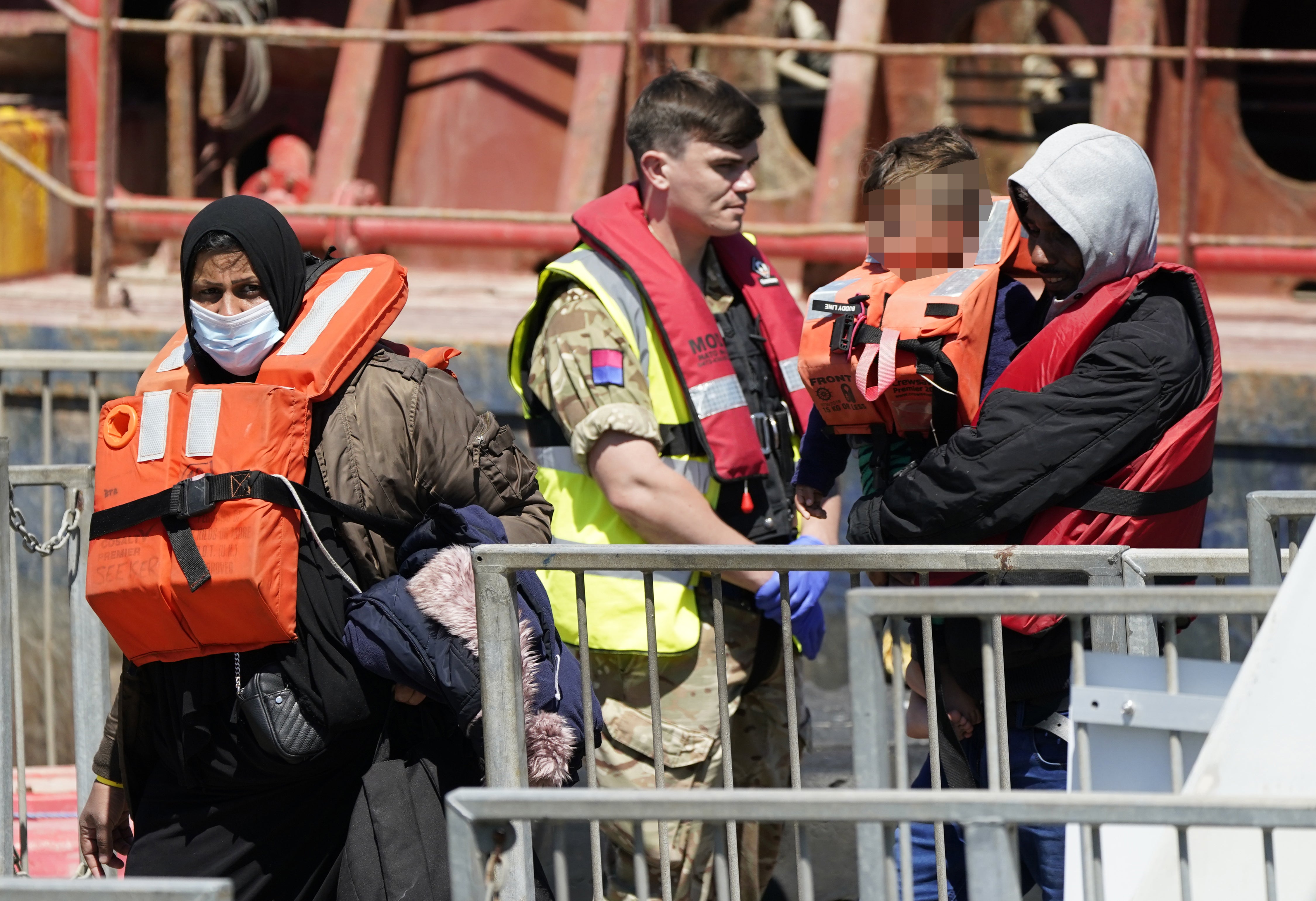 A group of people thought to be migrants are brought in to Dover, Kent, by Border Force (Andrew Matthews/PA)