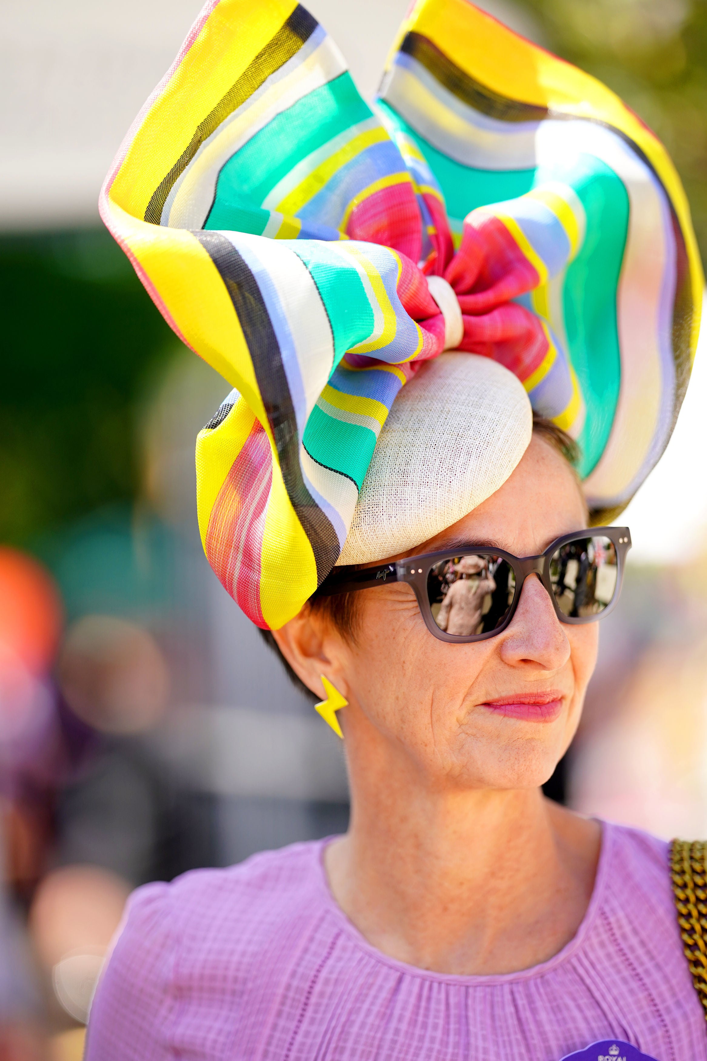 A racegoer arrives ahead of day two of Royal Ascot at Ascot Racecourse