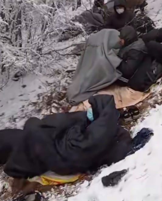 Rahimi sleeping in a forest enroute from Iran to Turkey