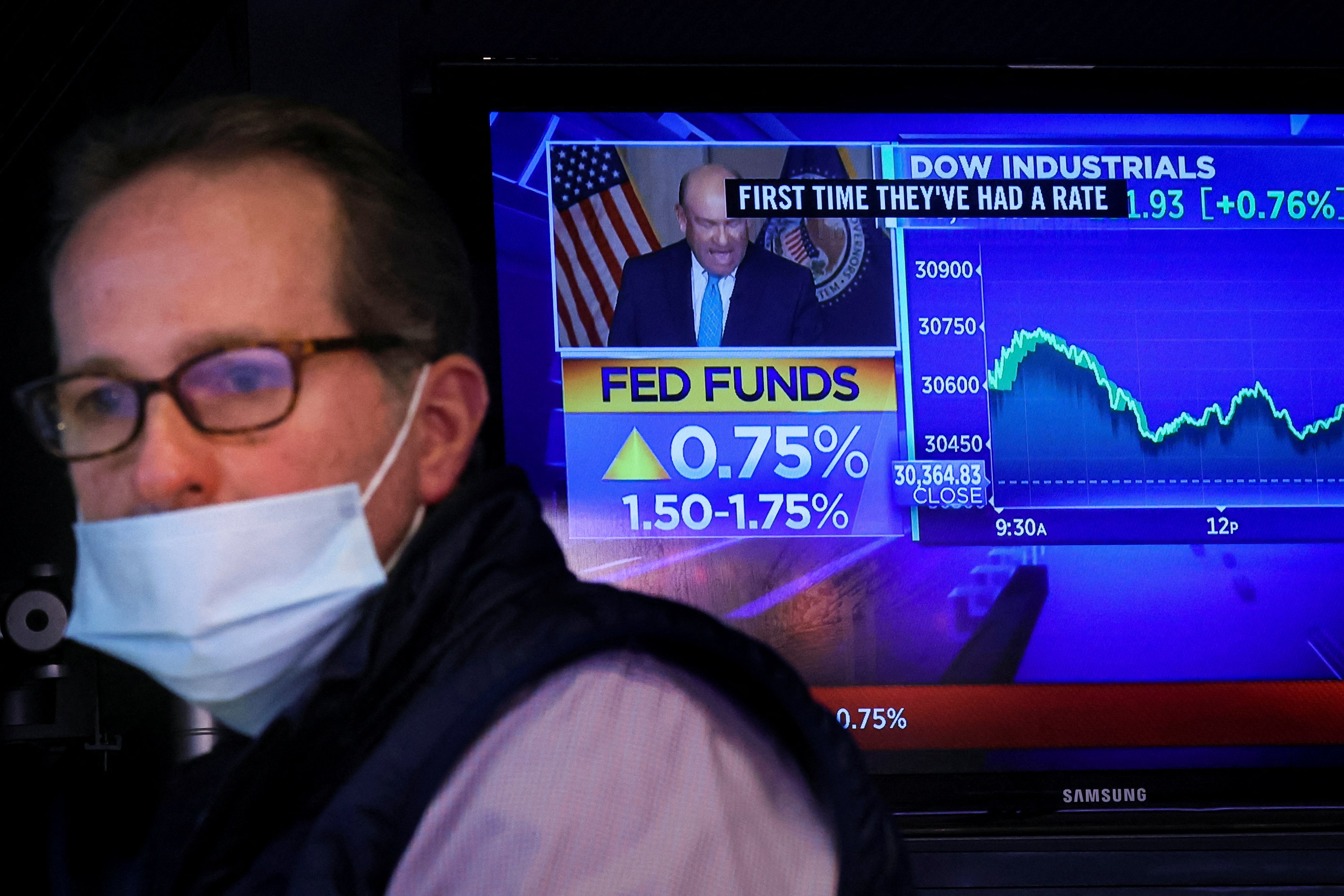 A trader works on the floor of the New York Stock Exchange on Wednesday