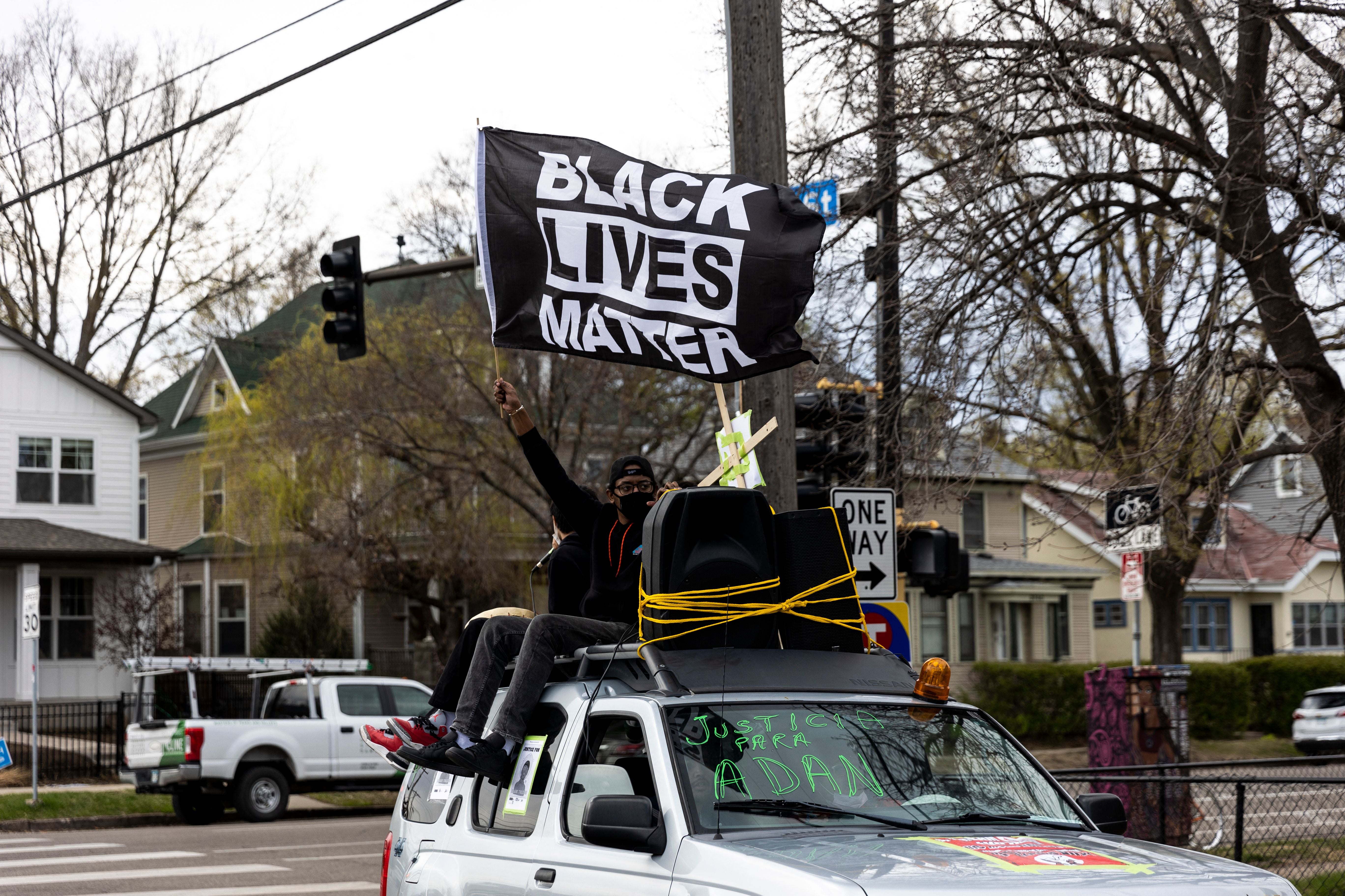 A Black Lives Matter demonstrator in Minneapolis