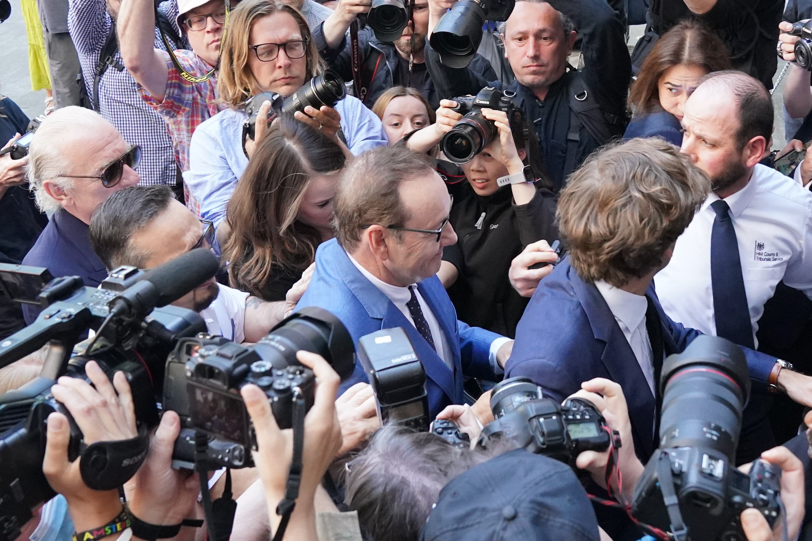 Actor Kevin Spacey arrives at Westminster Magistrates’ Court in London (Jonathan Brady/PA)