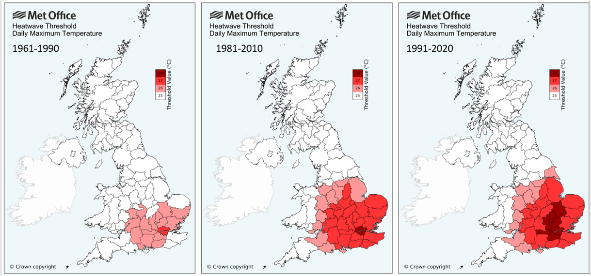 Heatwave threshold daily maximum temperature