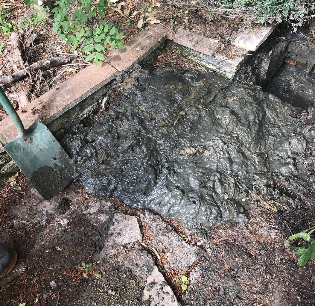 A sewage blockage caused by disposing of a wet wipe