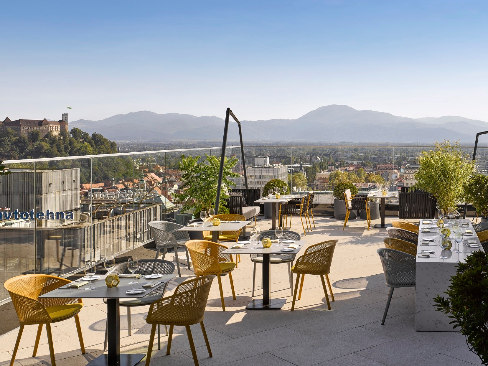 Enjoy breathtaking vistas from the rooftop terrace of the InterContinental Ljubljana