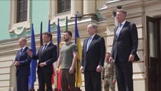 Ukraine: Volodymyr Zelensky welcomes European leaders to Kyiv in ‘message of unity’