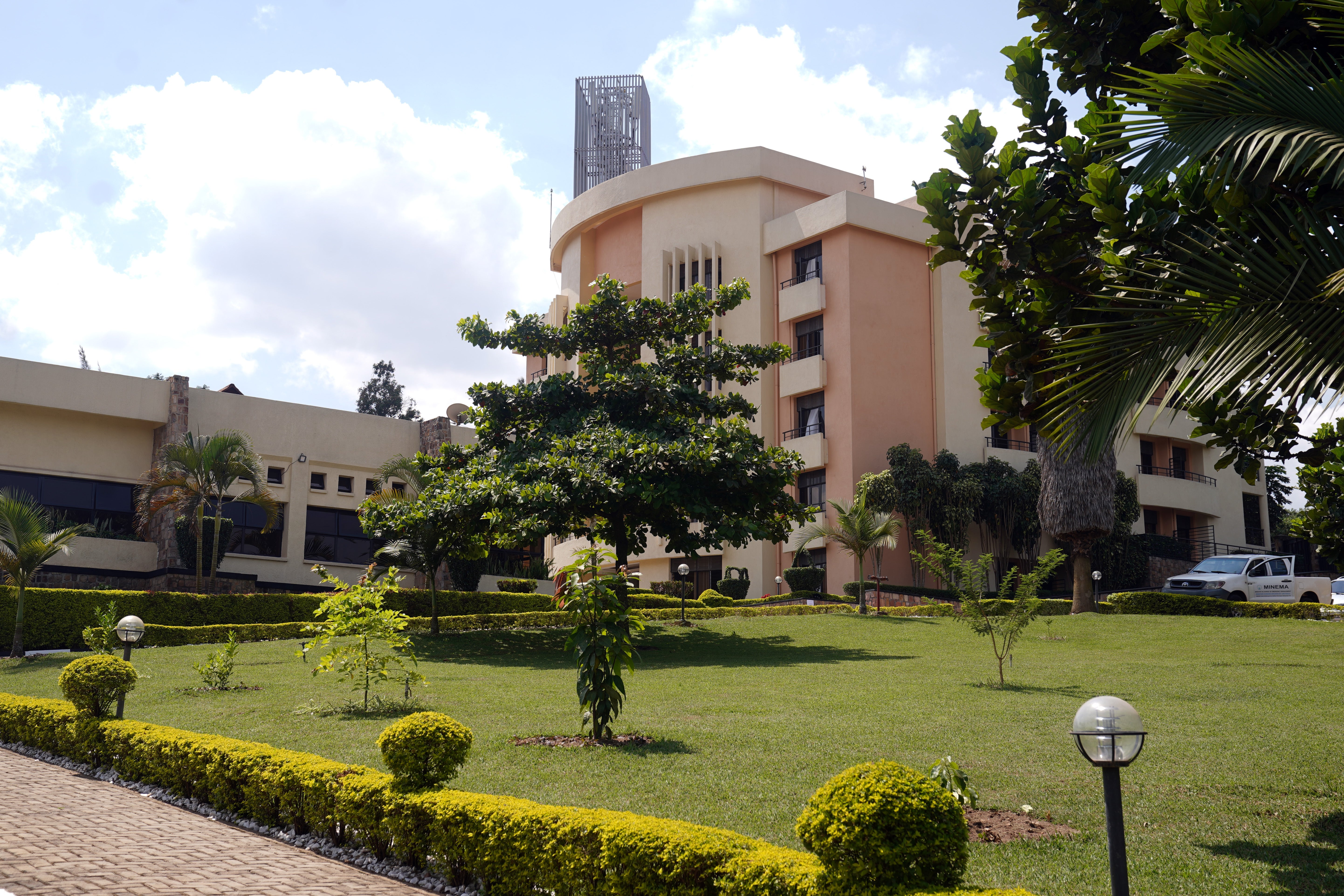 The garden and grounds of the Hope Hostel in Kigali, Rwanda, where migrants will stay after arriving from the UK on a deportation flight