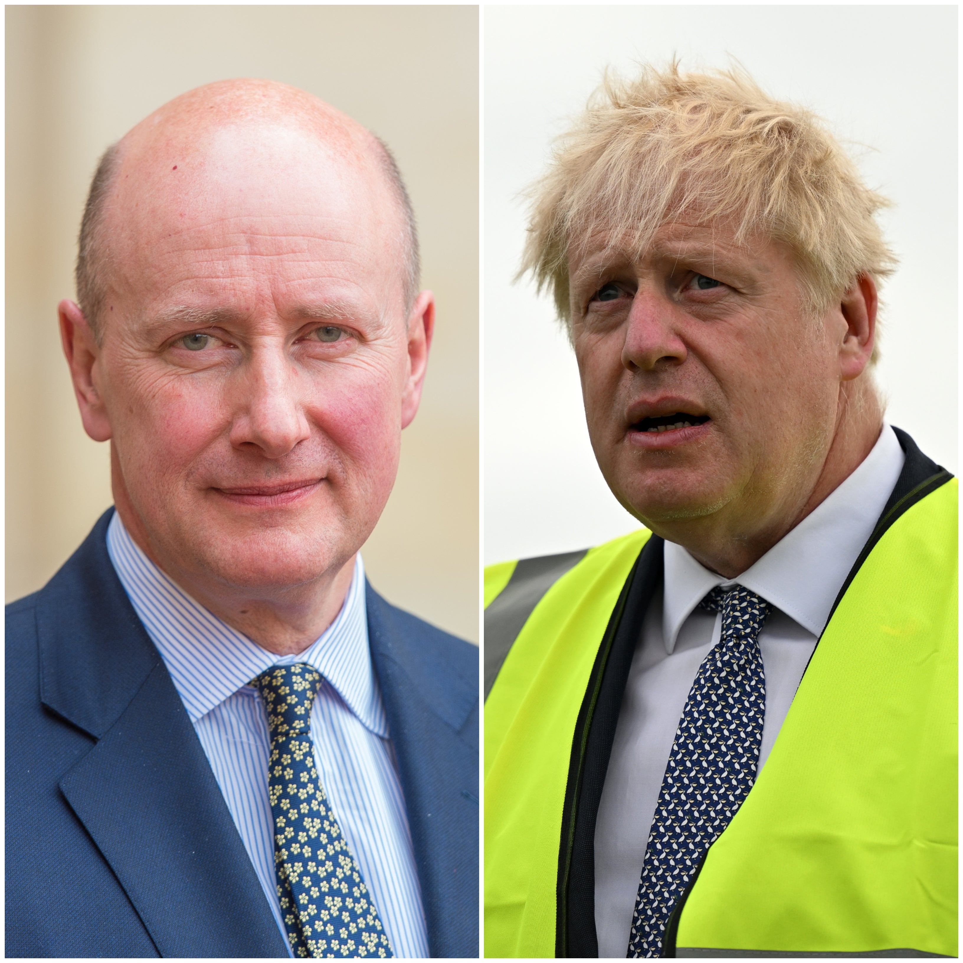 Lord Geidt, left, and Boris Johnson (Dominic Lipinski/Justin Tallis/PA)