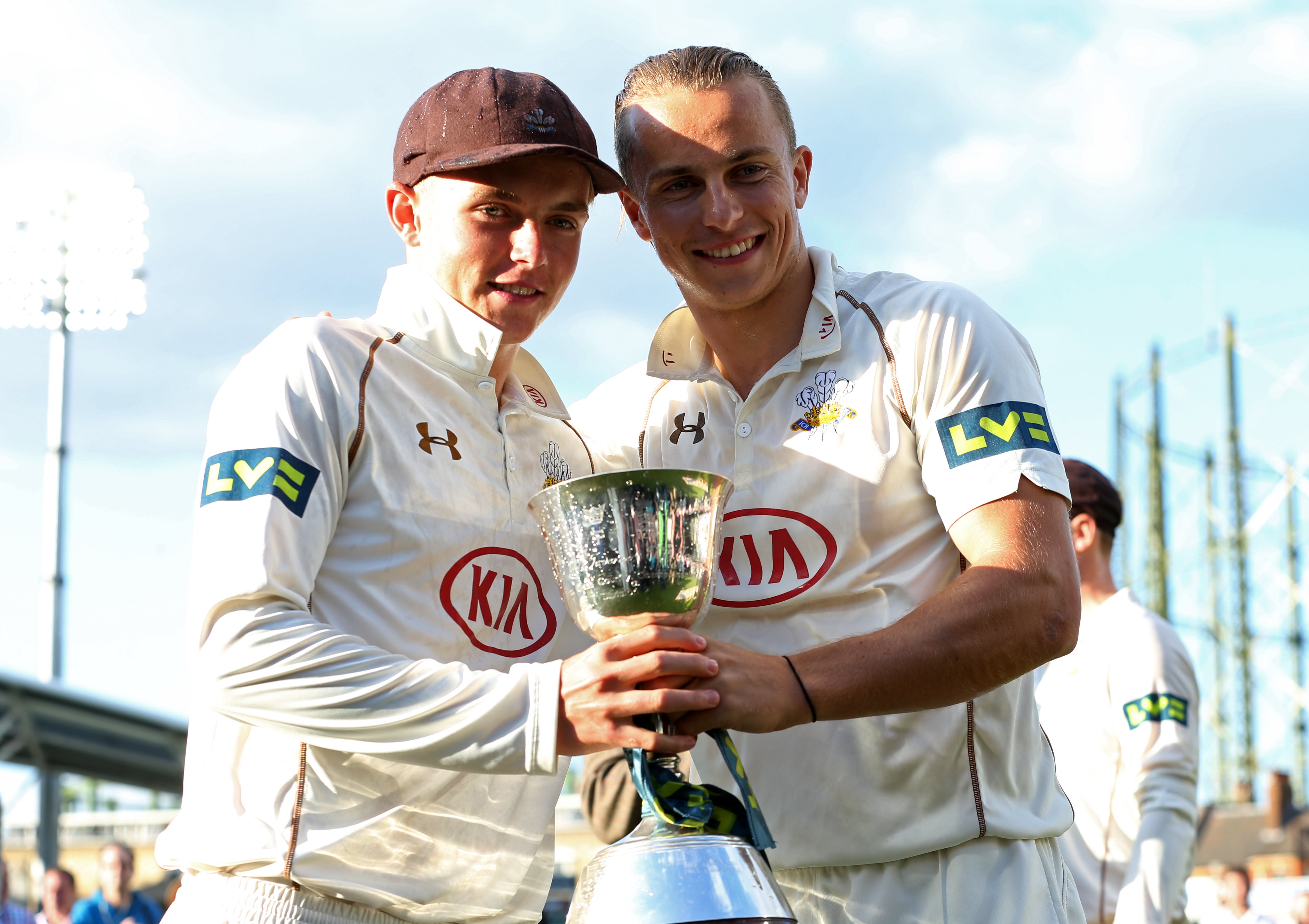 Sam (left) and Tom (right) celebrate with Surrey (Steve Paston/PA)