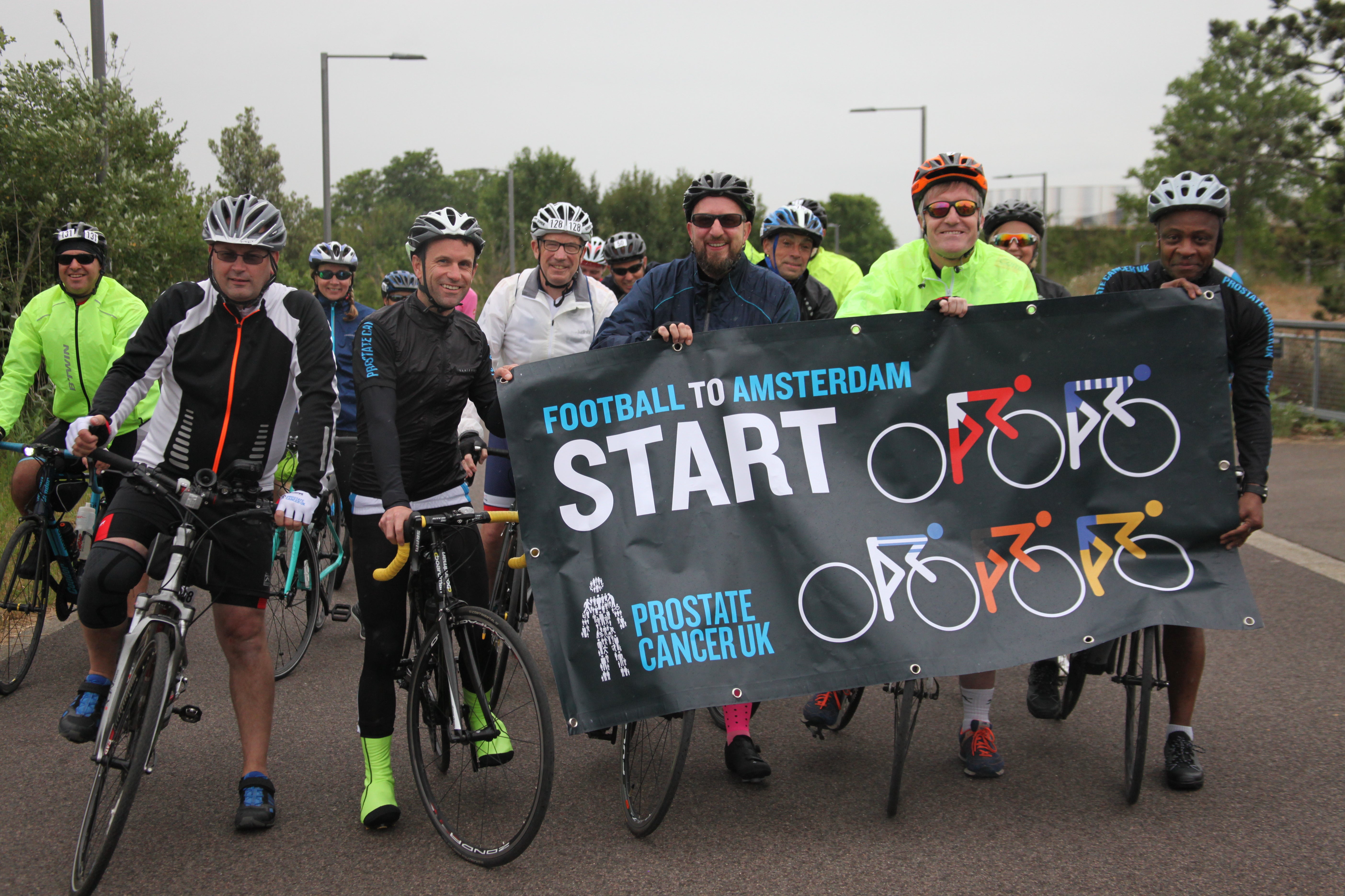 Paul Parker cycled 145 miles from London to Amsterdam for Prostate Cancer UK (Prostate Cancer UK/PA)