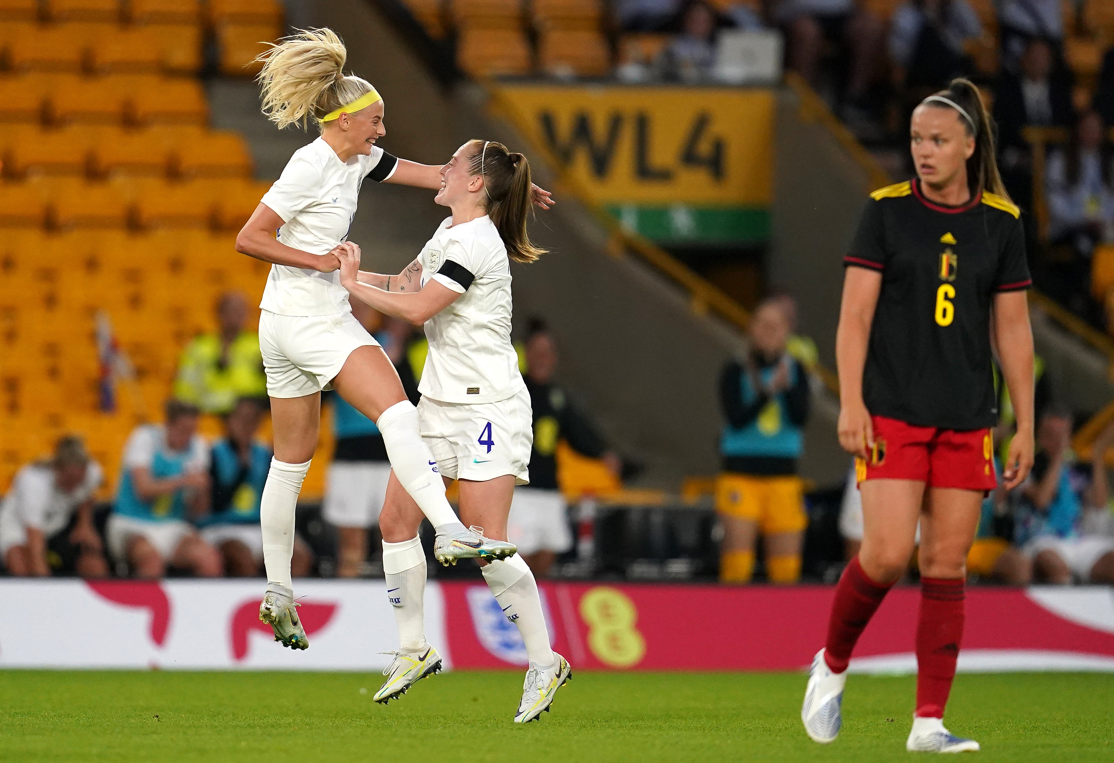 Chloe Kelly (left) celebrates after the first goal (Nick Potts/PA)