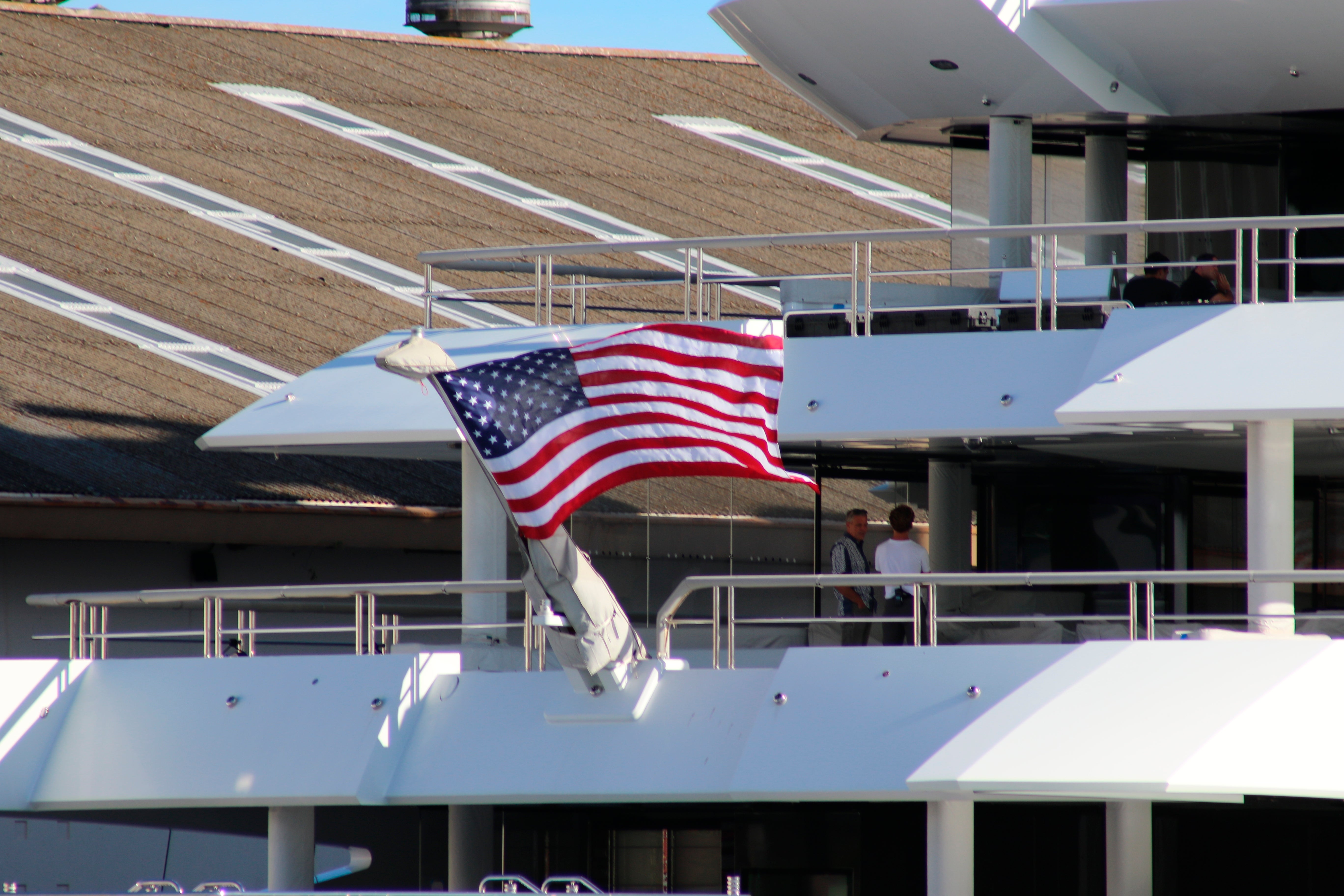 The superyacht Amadea arrived in Honolulu Harbour flying a US flag