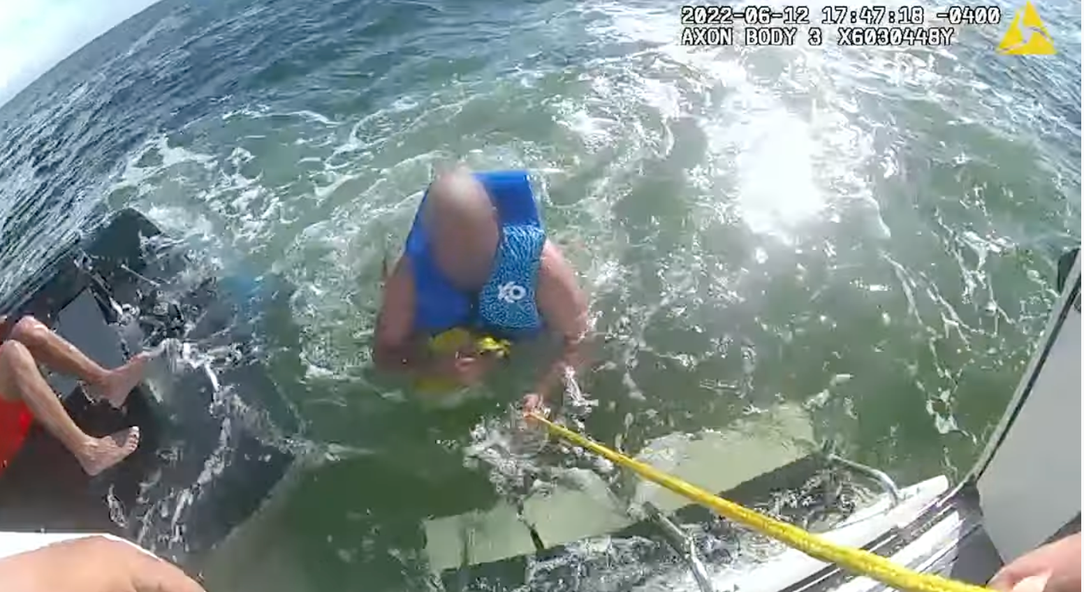 A stricken boatie is pulled from the water near Beer Can Island in Tampa Bay