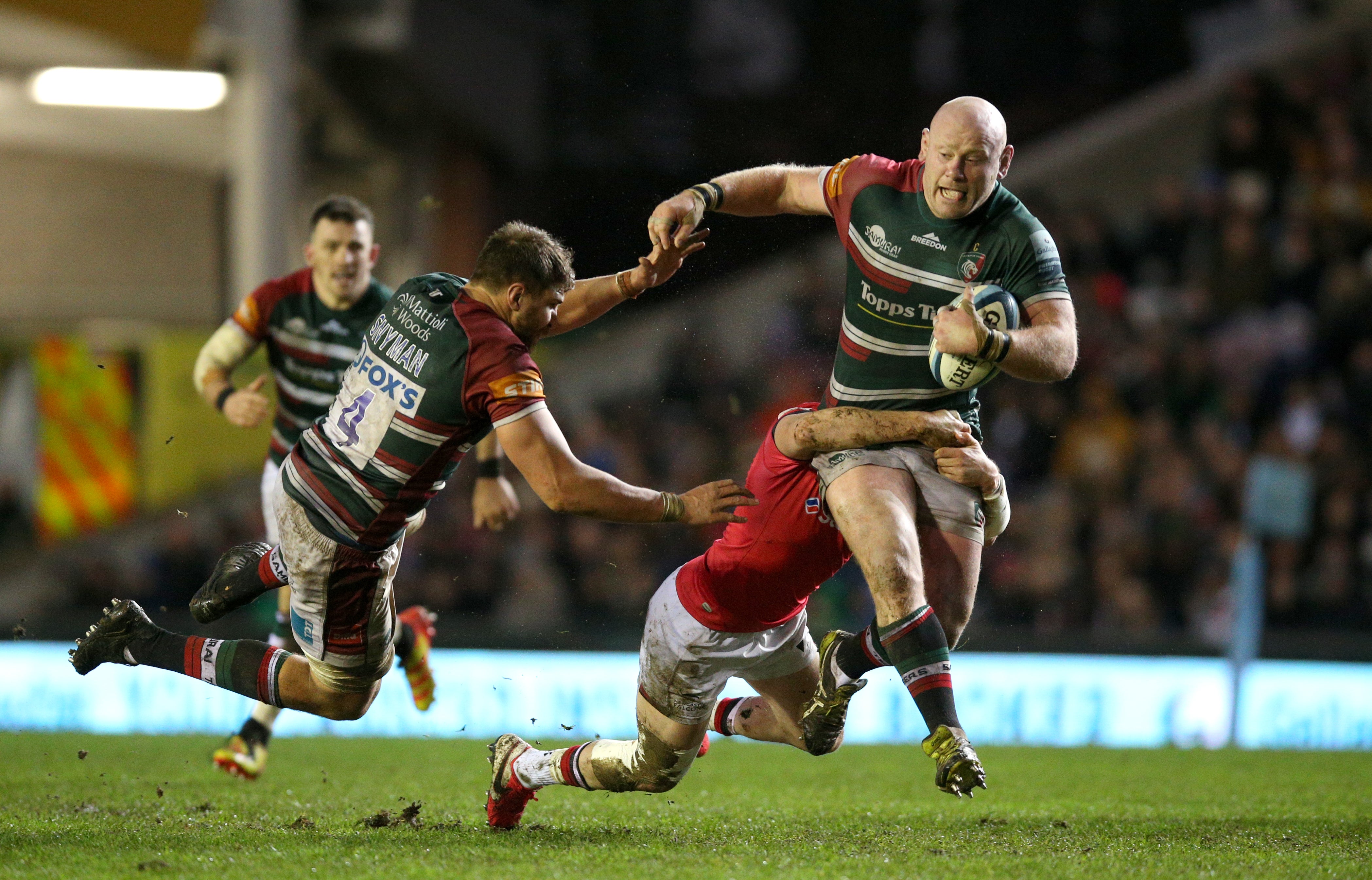 Dan Cole (right) in Premiership action for Leicester (Nigel French/PA)